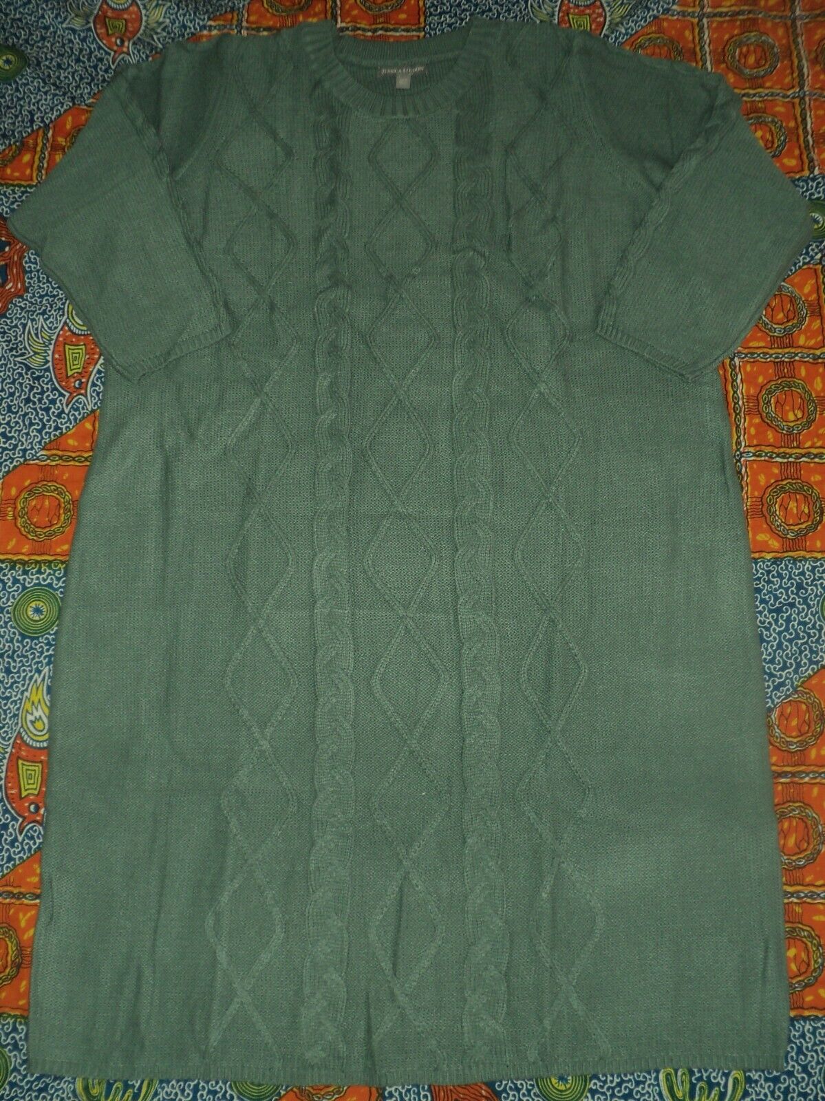 Jessica London Plus size New Sage Cable Knit Long Sleeves Sweater Dress Sz 38/40