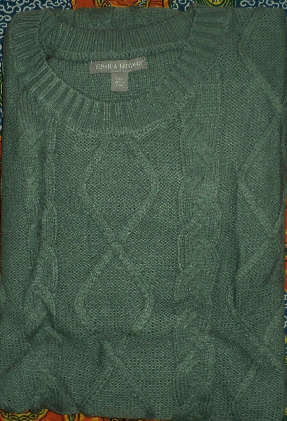 Jessica London Plus size New Sage Cable Knit Long Sleeves Sweater Dress Sz 38/40