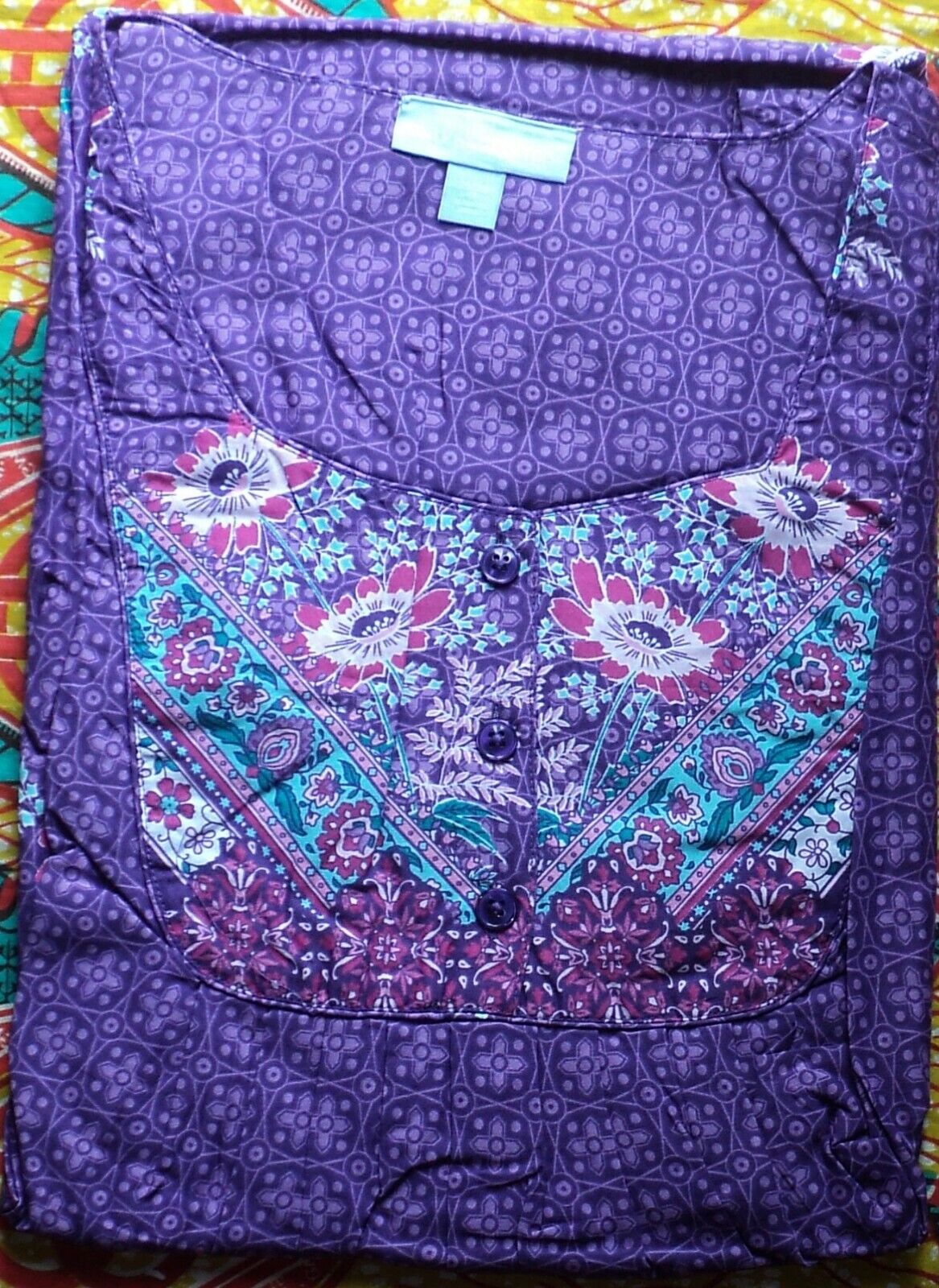 Only Necessities Plus Size Plum Burst Sleeveless Bib Long Lounger Size L(18/20)