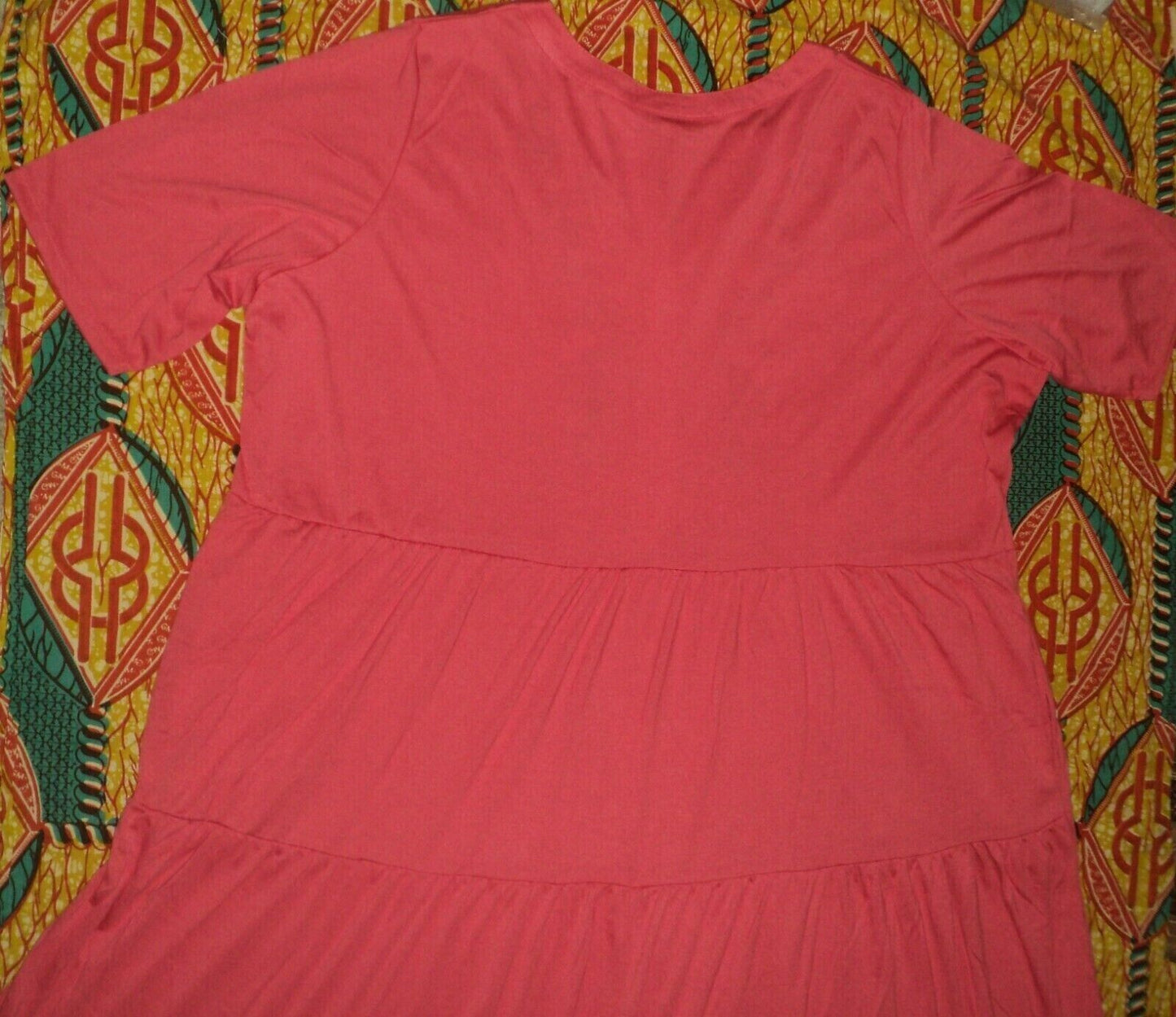 Woman Within Plus Size Rose Pink Embroidered Front Tiered Henley Dress Size 2X