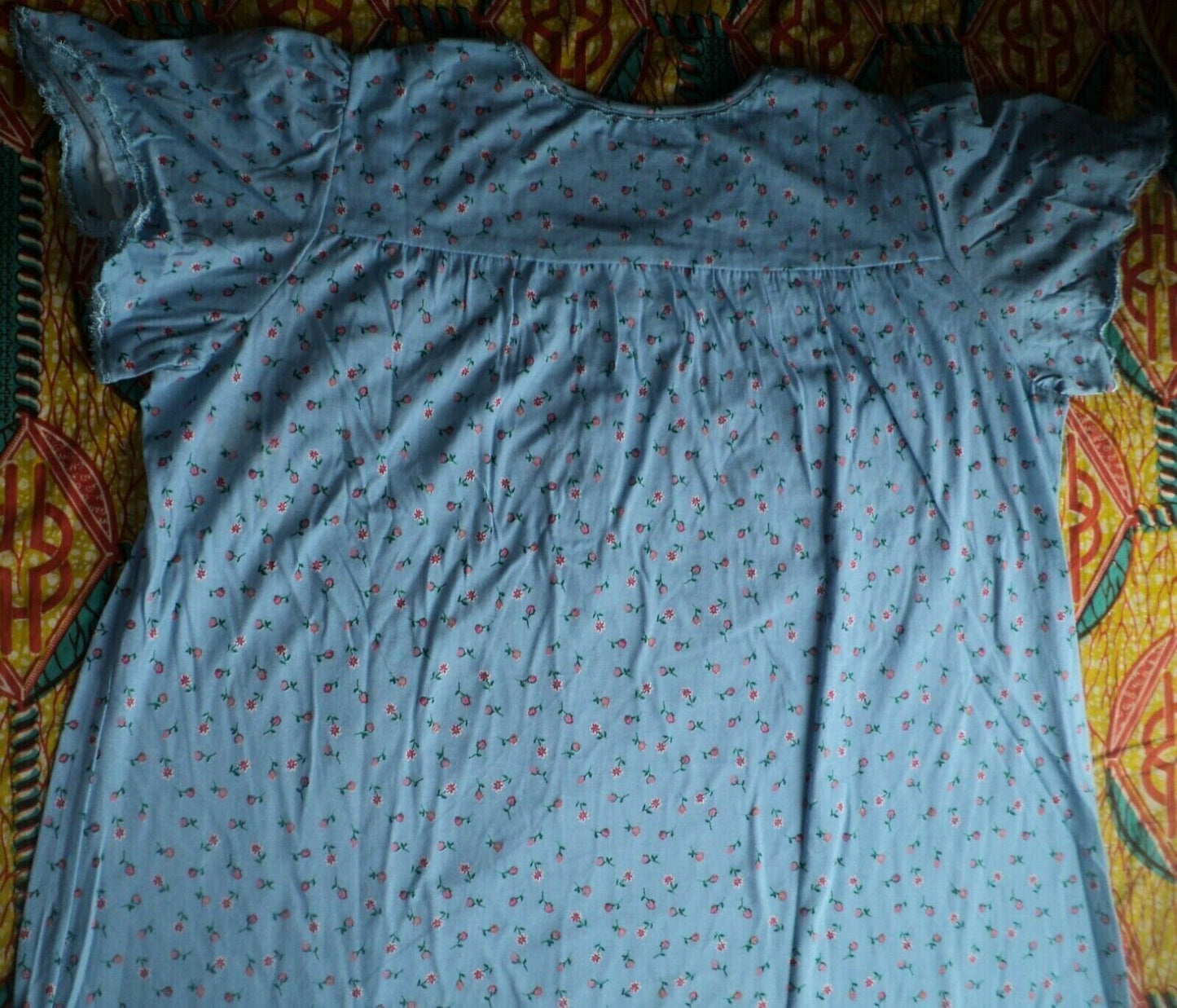 Dreams & Co. Plus Size Petite Sky Blue Ditsy Long Cotton Knit Nightgown Size 1X