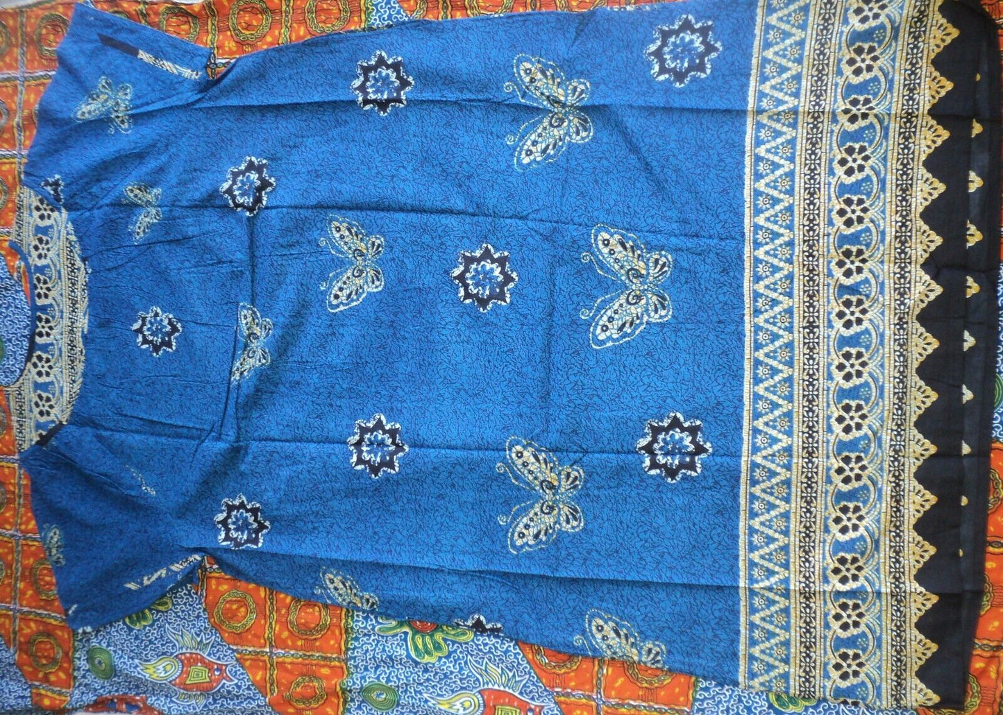 Only Necessities Plus Size Blue Butterfly Notch Neck Lounger Size L(18/20)