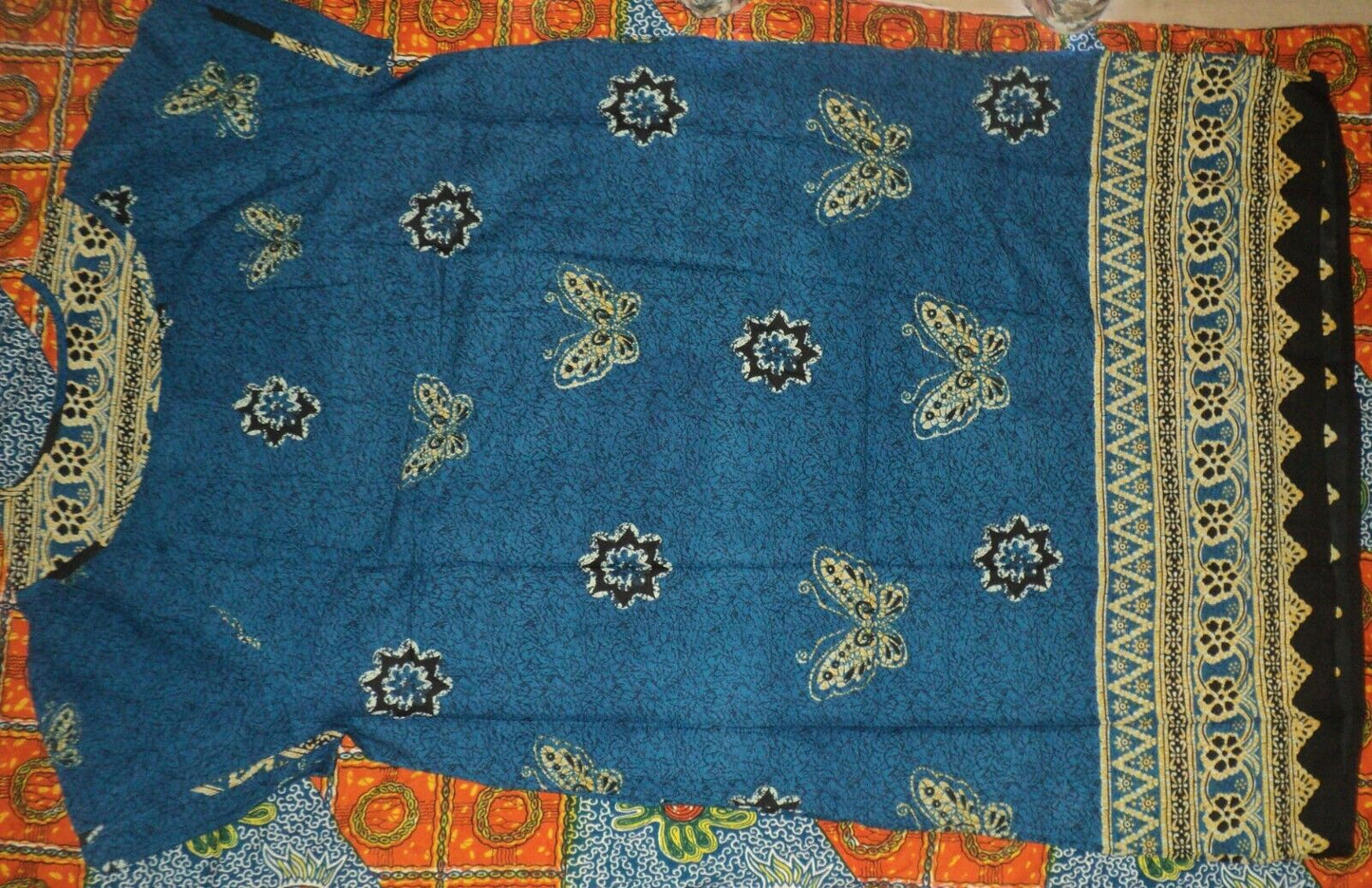 Only Necessities Plus Size Blue Butterfly Notch Neck Lounger Size L(18/20)