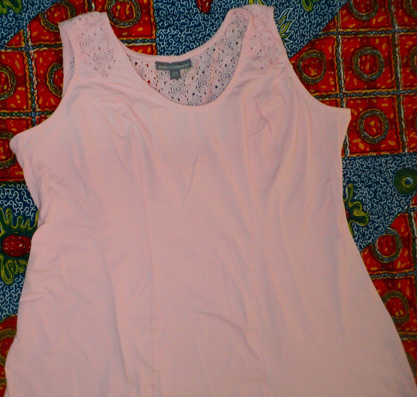 Jessica London Plus Size Pink Sleeveless Crochet Detail Maxi Dress Size 24W