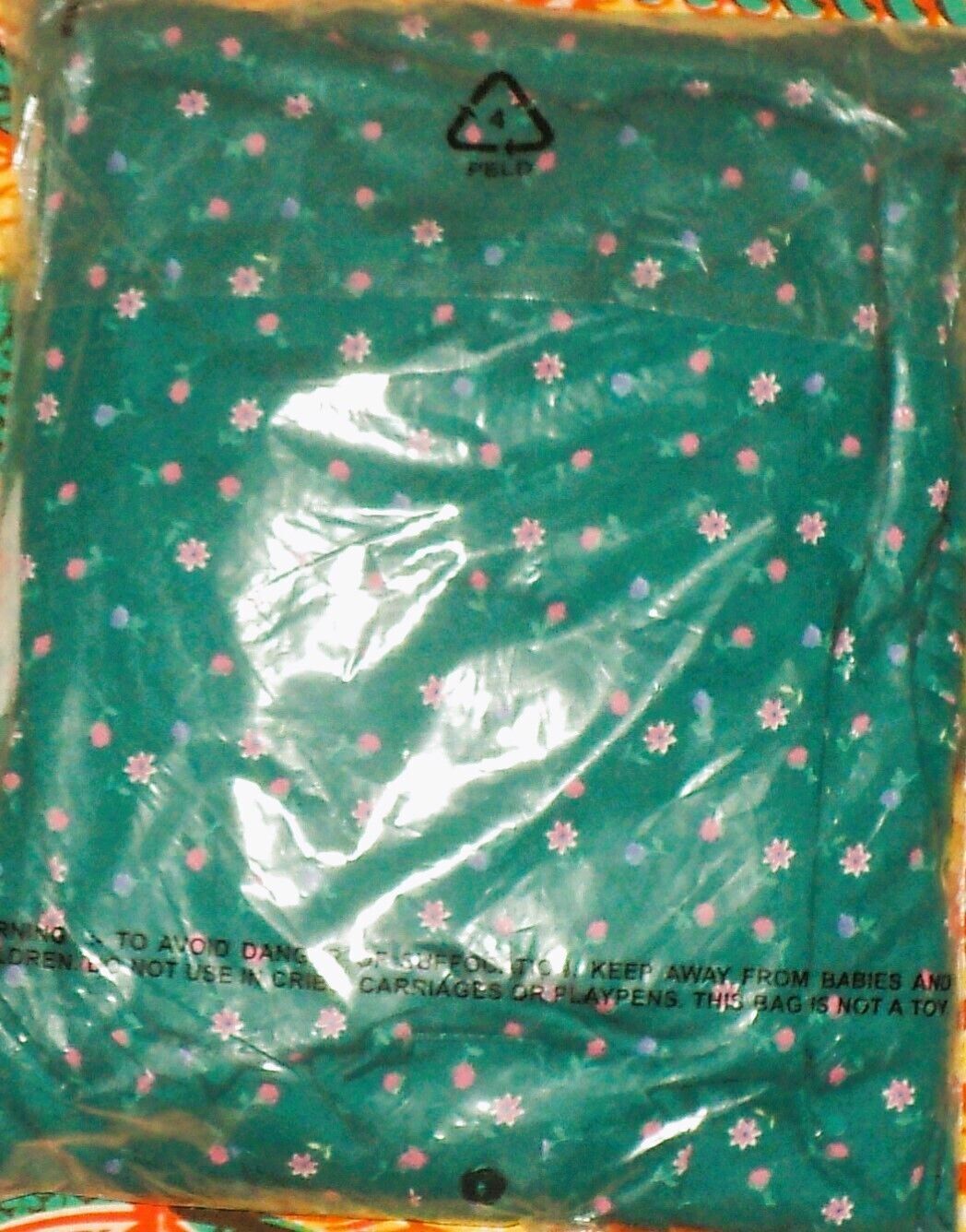Dreams & Co. Plus Size Petite Deep Teal Ditsy Long Cotton Knit Nightgown Sz L