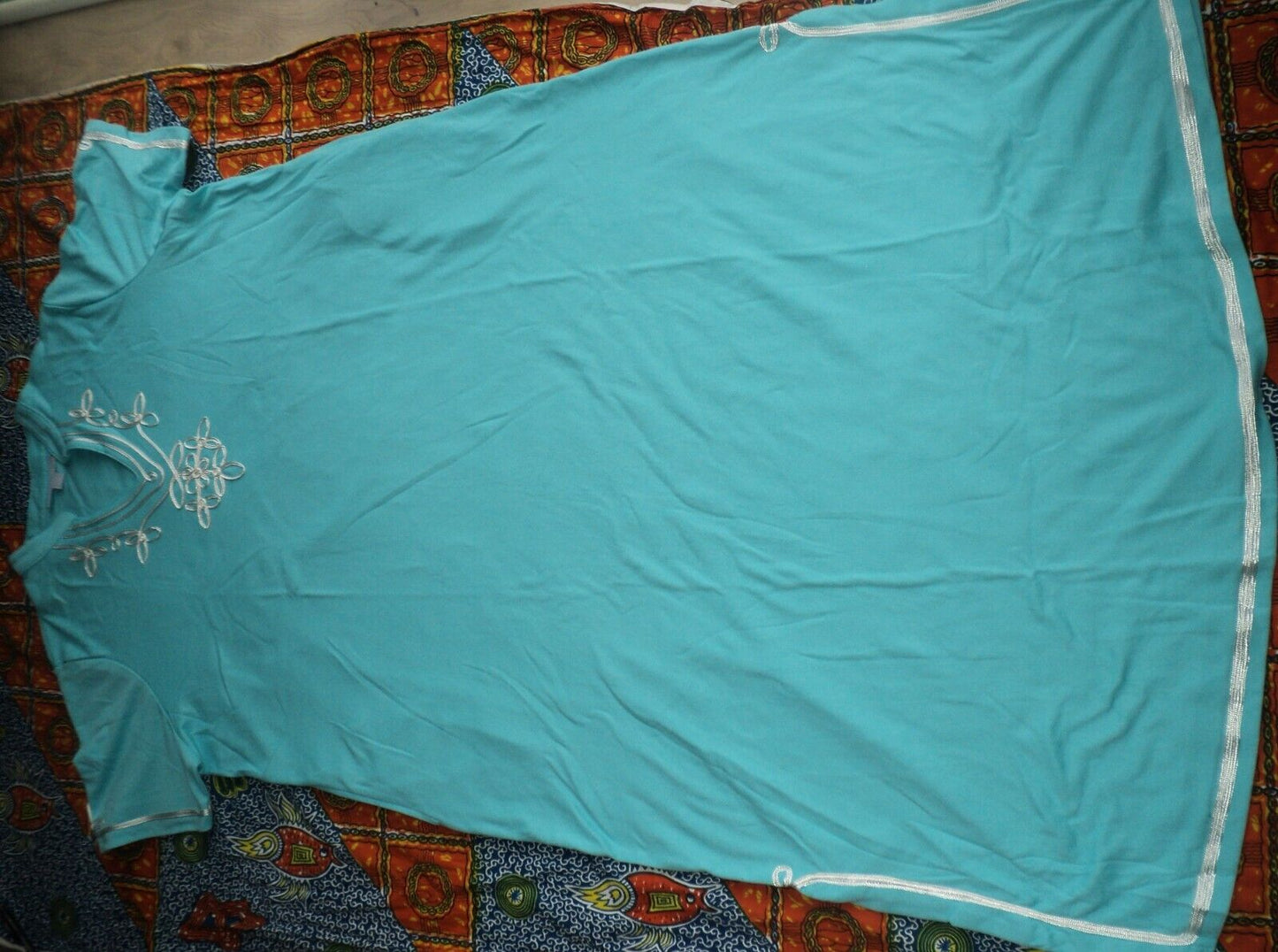 Only Necessities Plus Size Caribbean Blue Embellished Knit Lounger Size 1X-22/24
