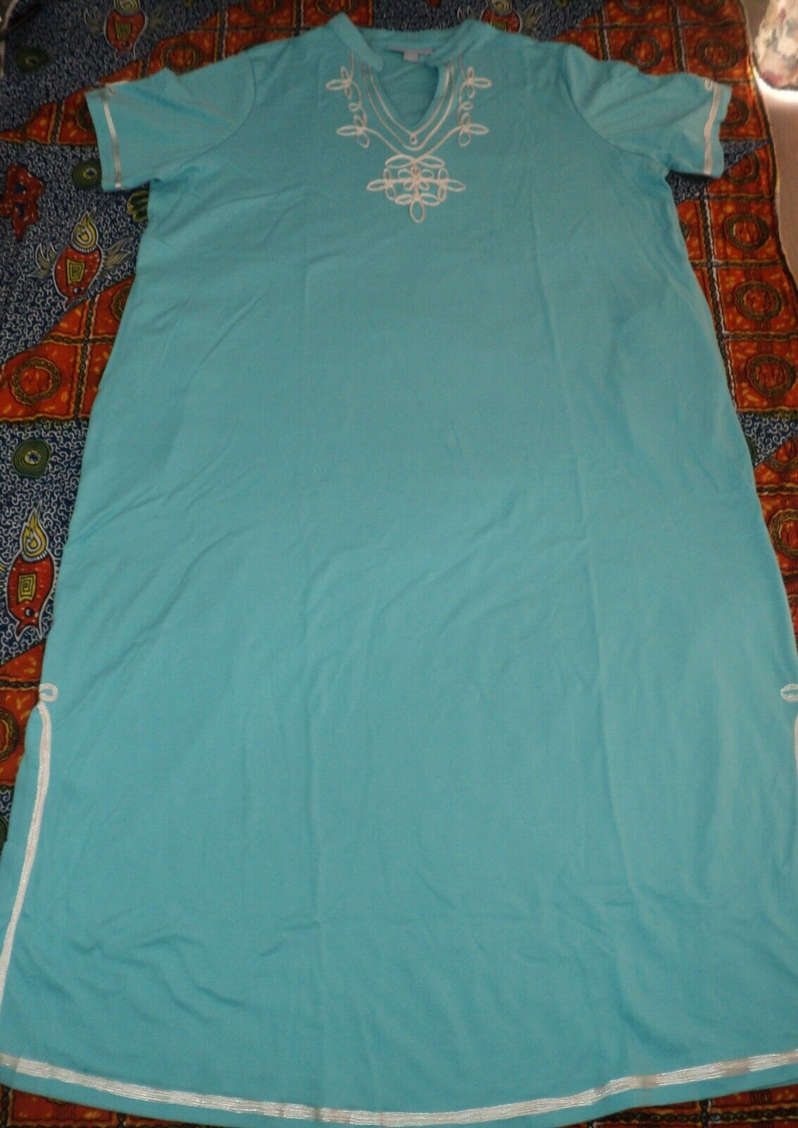 Only Necessities Plus Size Caribbean Blue Embellished Knit Lounger Size 1X-22/24