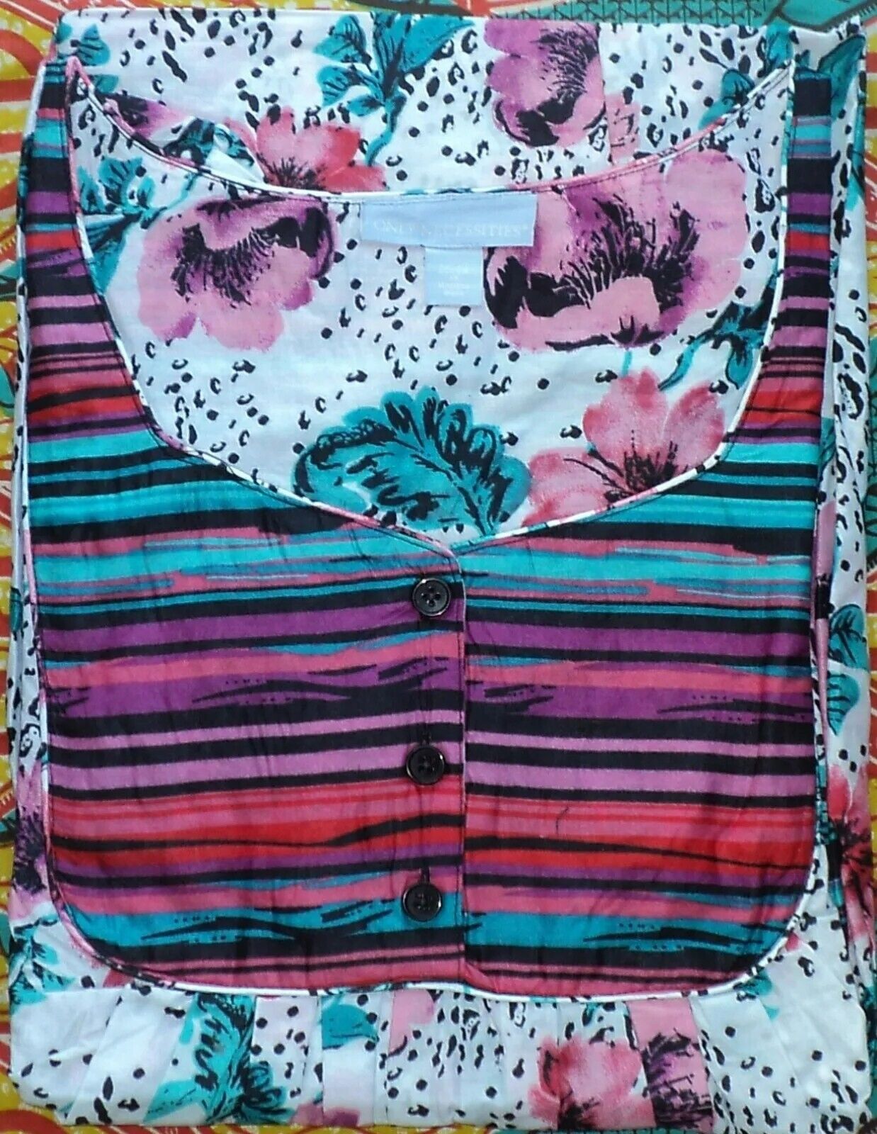 Only Necessities Plus Size Peony Petal Leopard Mixed Print Short Lounger Size 4X