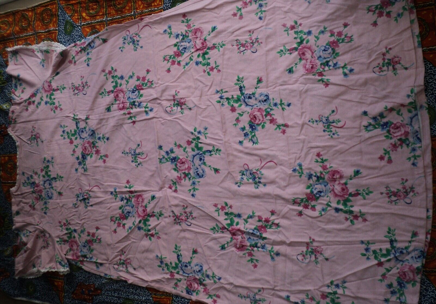 Only Necessities Plus Size Pink Floral Long Pintucked Knit Nightgown Size 5X