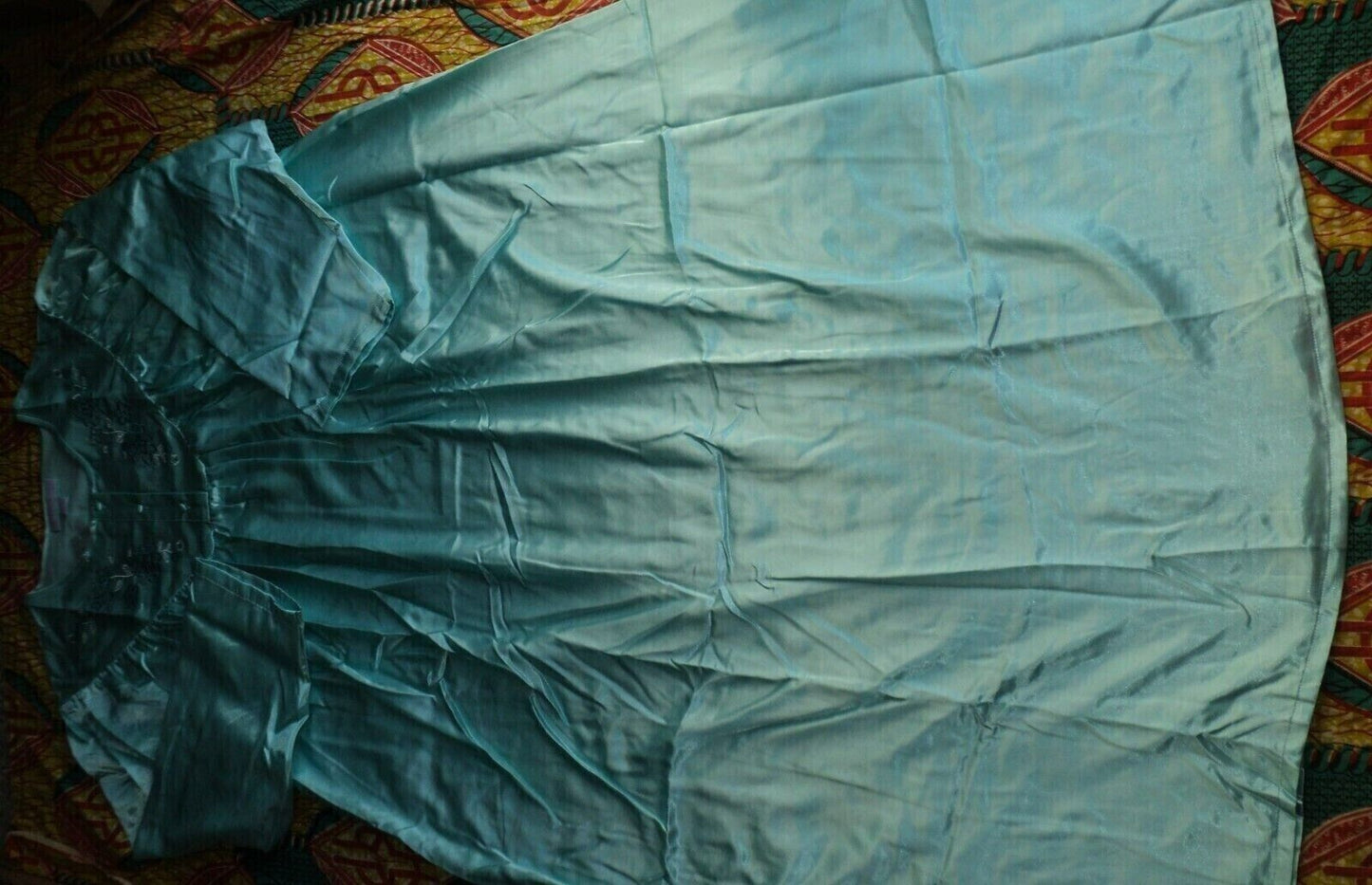 Only Necessities Plus Size Pale Ocean Brushed Back Satin Nightgown Size 5X-38/40