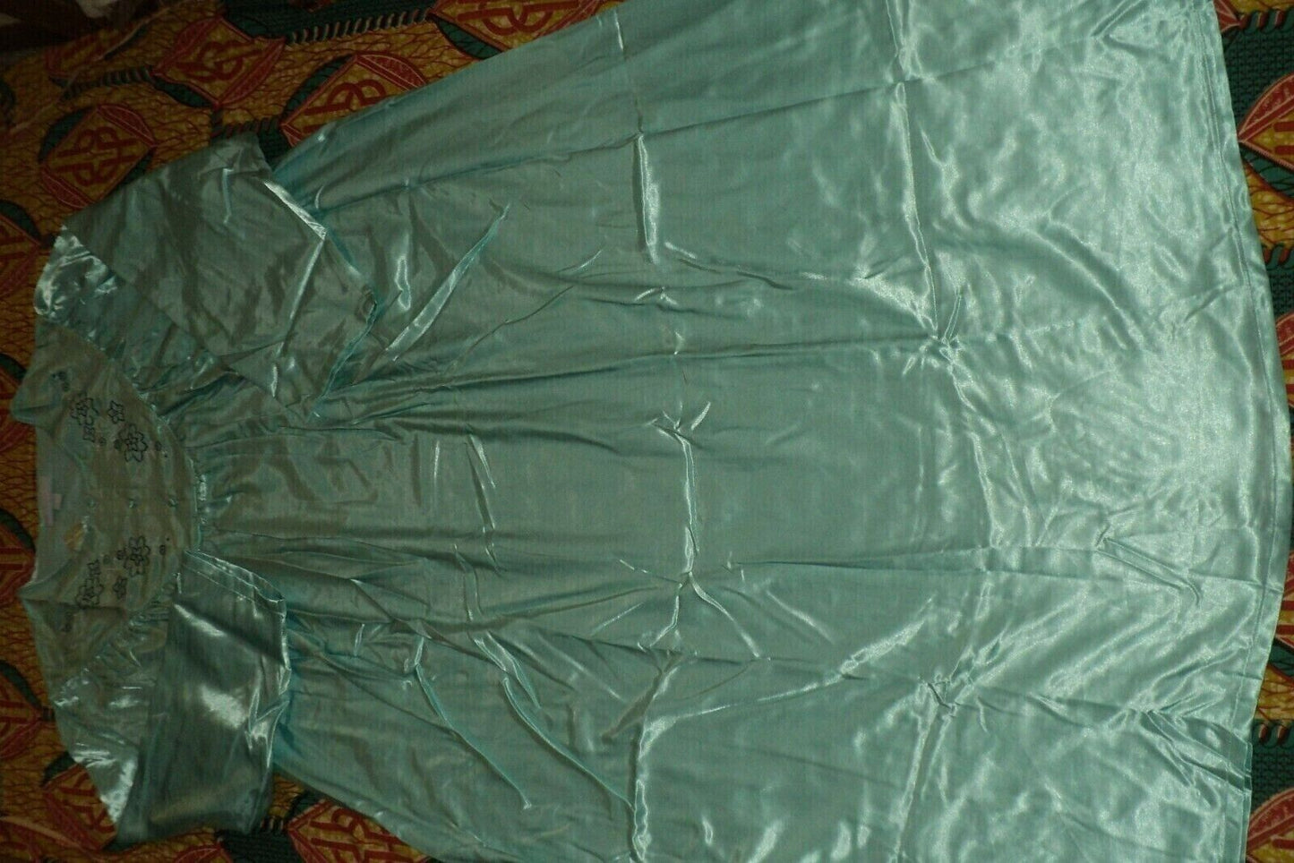 Only Necessities Plus Size Pale Ocean Brushed Back Satin Nightgown Size 5X-38/40