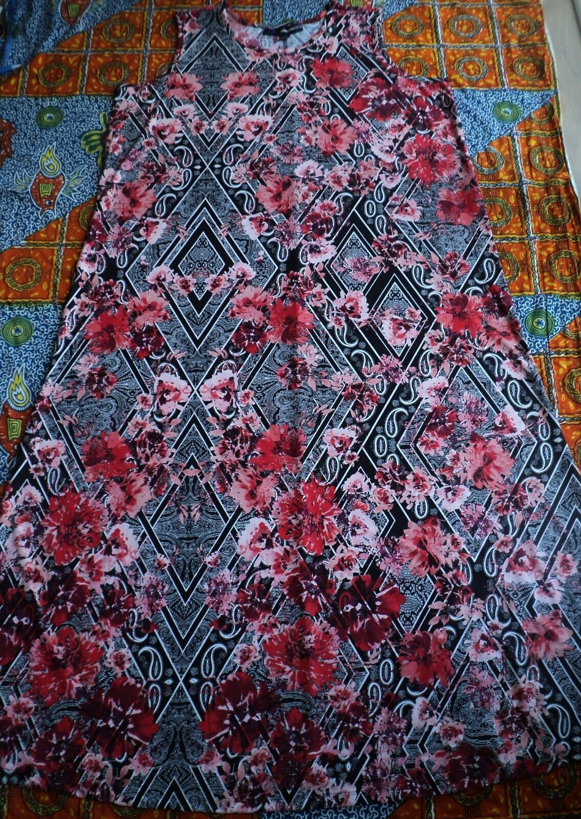 Denim 24/7 Plus Size Floral Paisley Ultra Smooth Print Maxi Dress Size L(18/20)