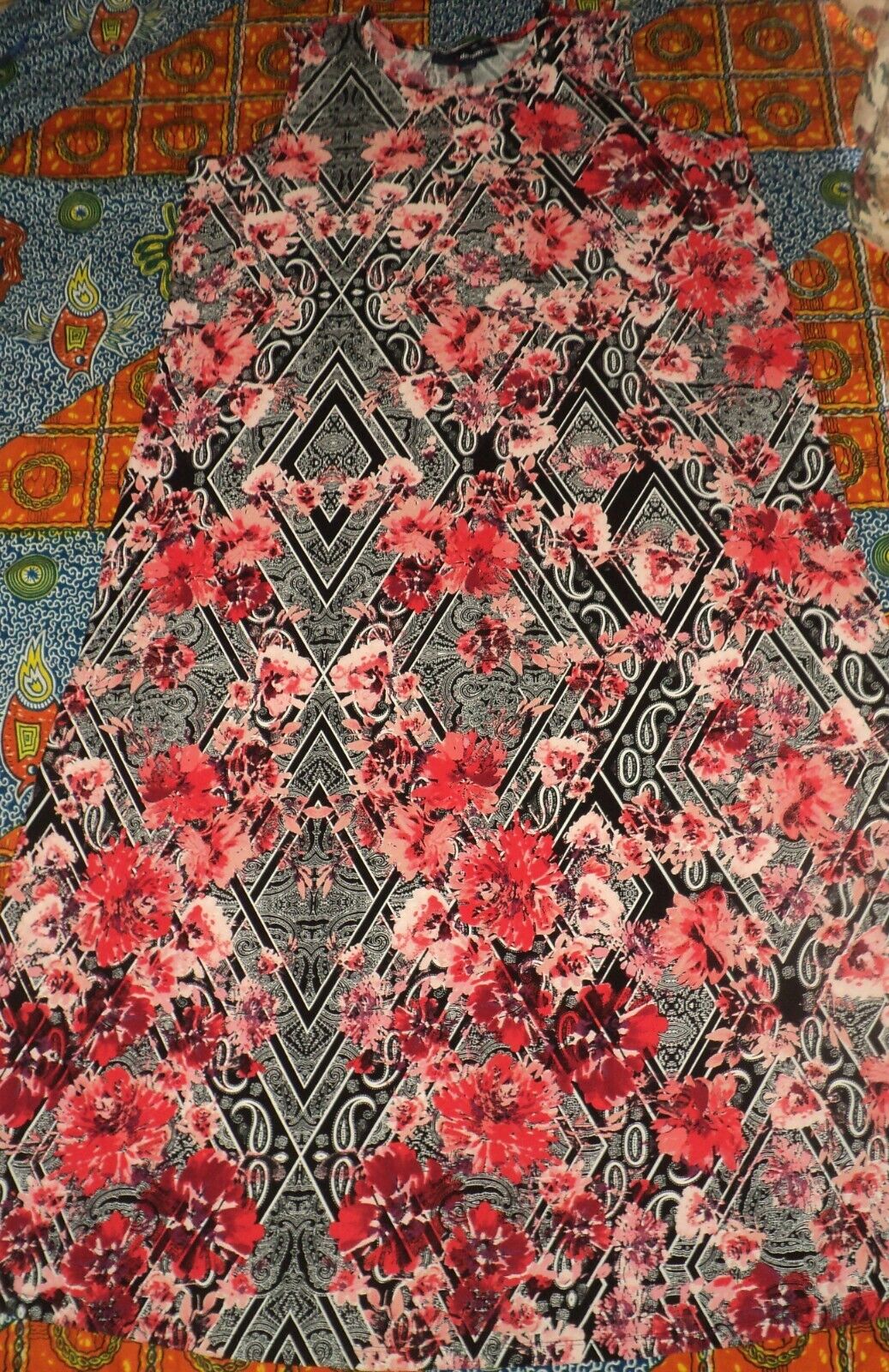 Denim 24/7 Plus Size Floral Paisley Ultra Smooth Print Maxi Dress Size L(18/20)