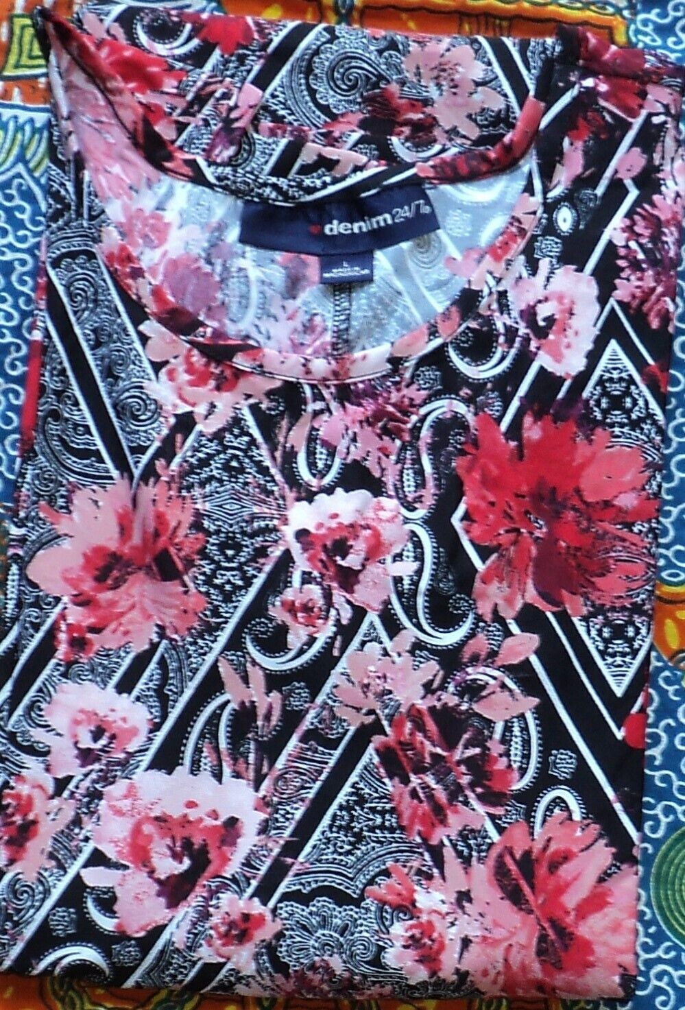 Denim 24/7 Plus Size Floral Paisley Ultra Smooth Print Maxi Dress Size L(18/20)