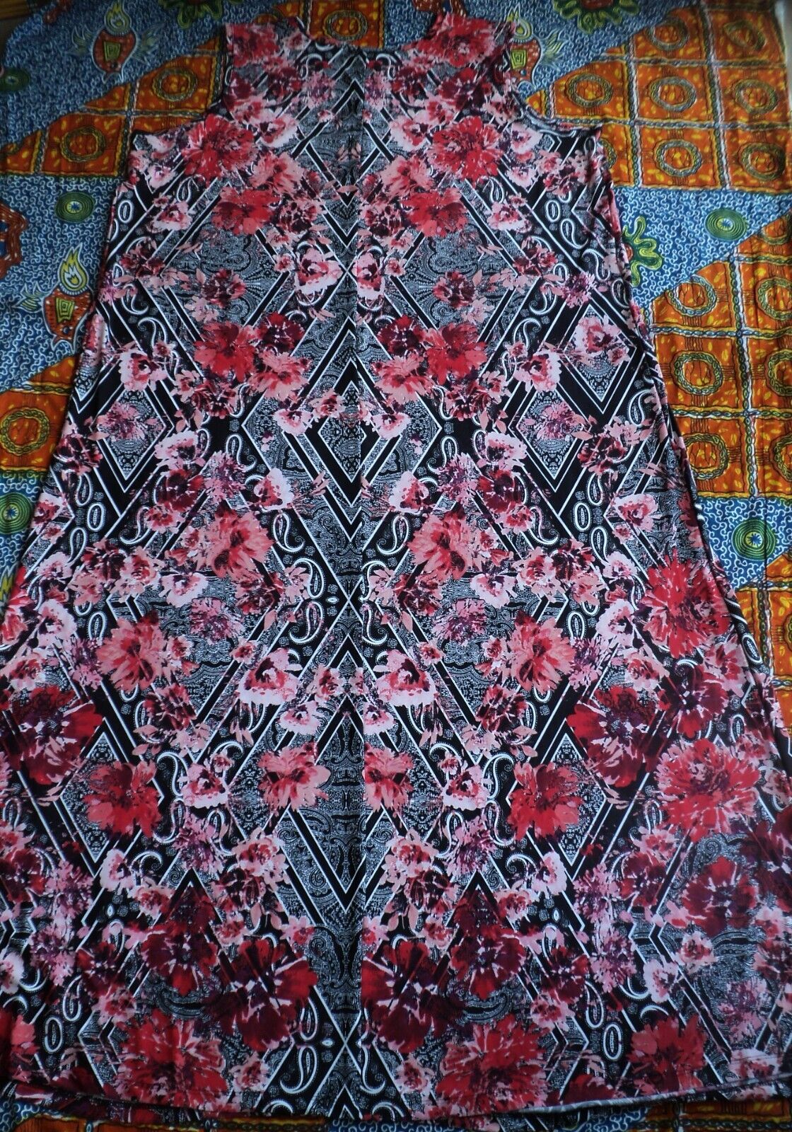 Denim 24/7 Plus Size Floral Paisley Ultra Smooth Print Maxi Dress Size L(18/20)