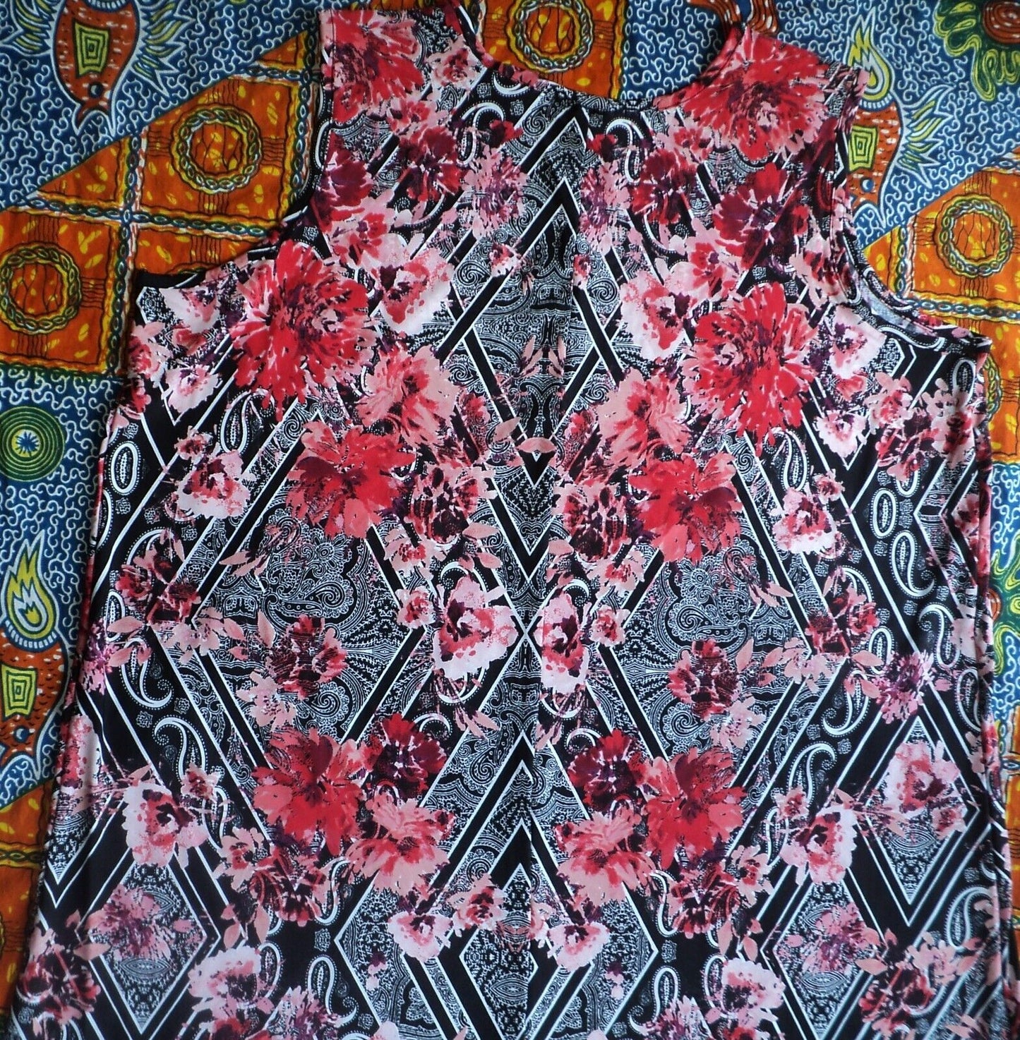 Denim 24/7 Plus Size Floral Paisley Ultra Smooth Print Maxi Dress Size L(18/20)
