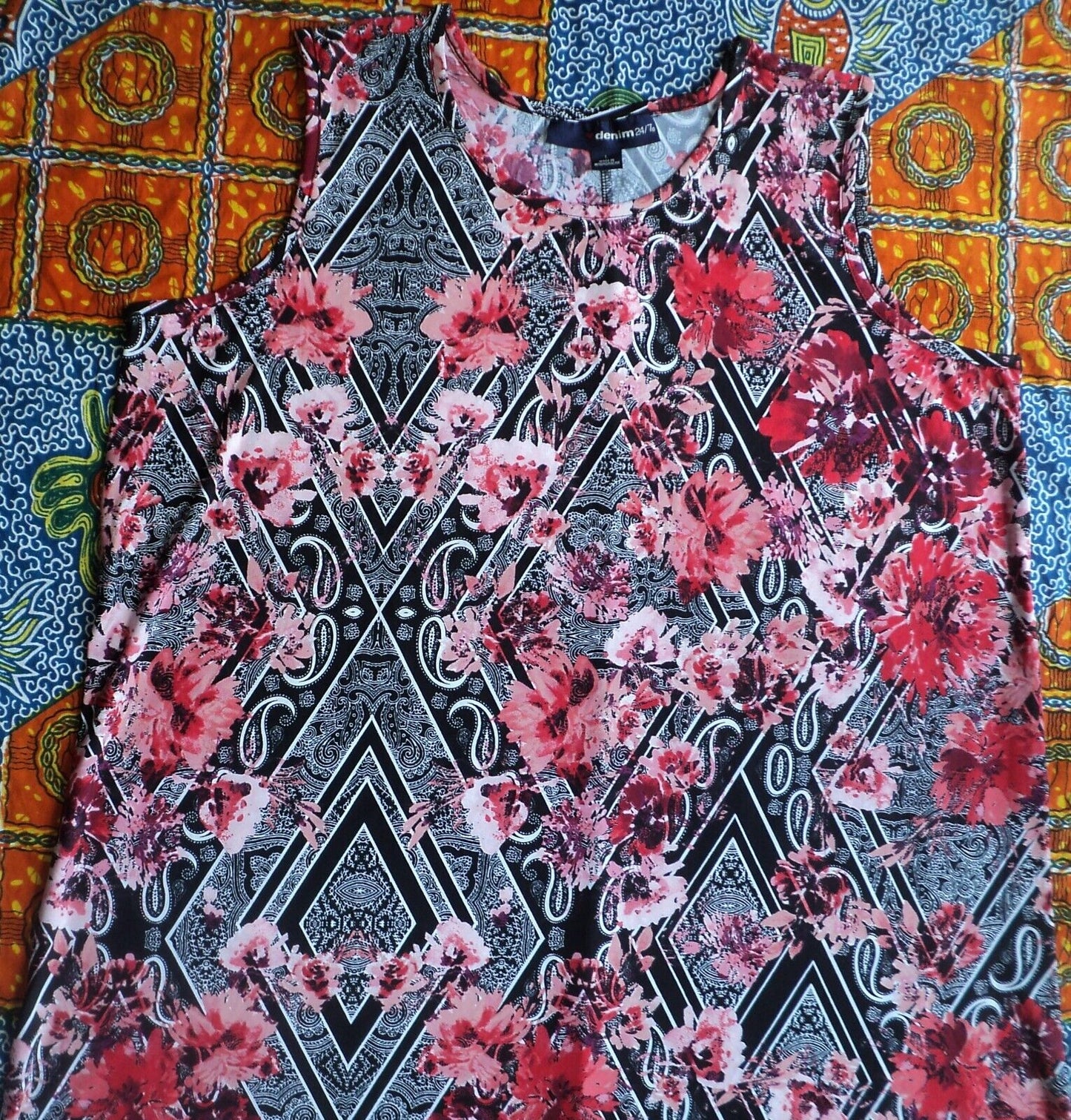 Denim 24/7 Plus Size Floral Paisley Ultra Smooth Print Maxi Dress Size 5X-38/40