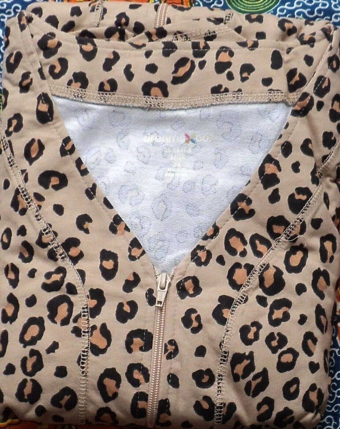 Dreams & Co. Plus Size Classic Leopard Short Sleeves Long Zip-Front Robe Size 5X