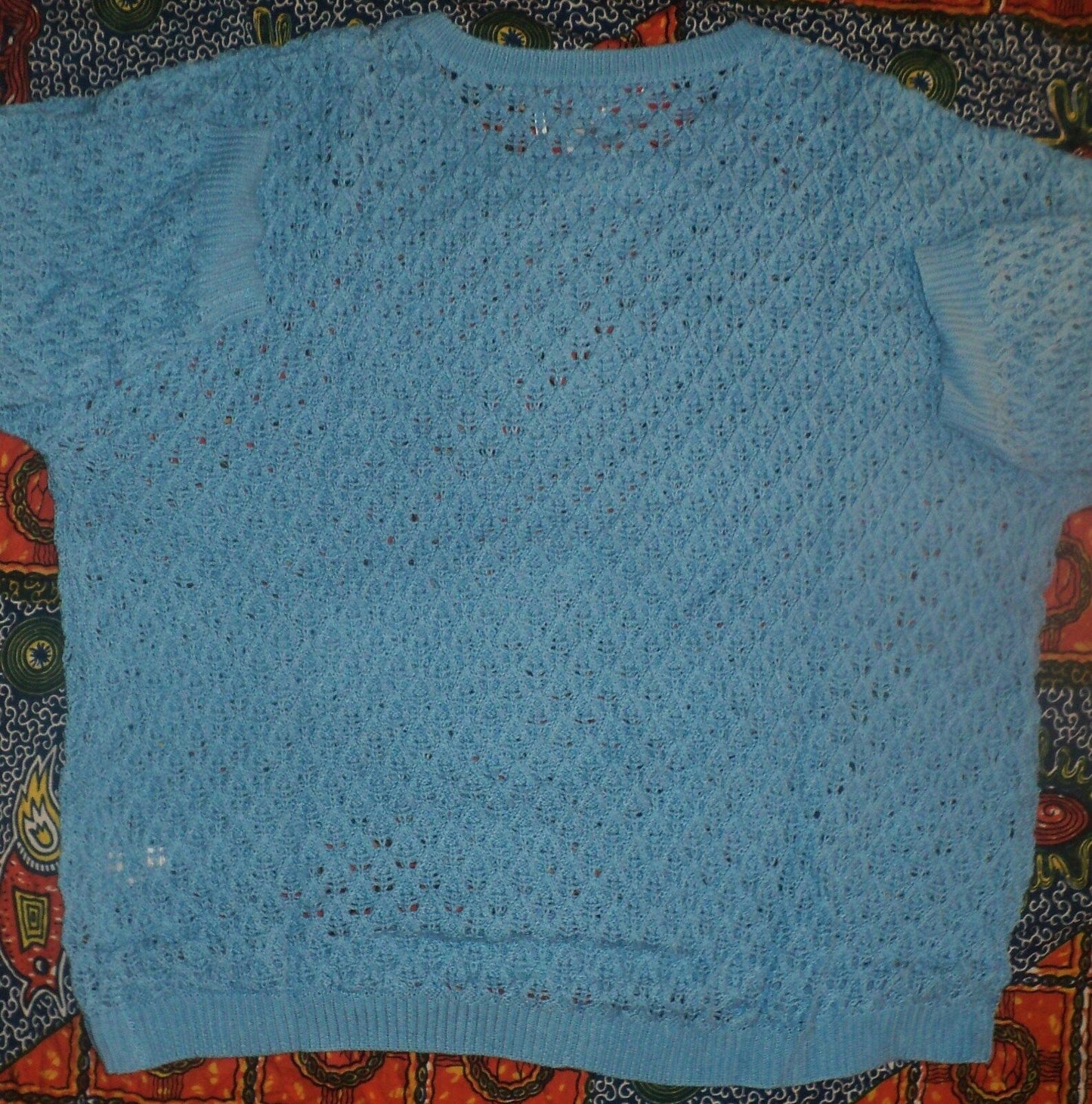 Avenue Plus Size Sky Blue 3/4 Sleeves Crochet Pullover Sweater Size 26/28