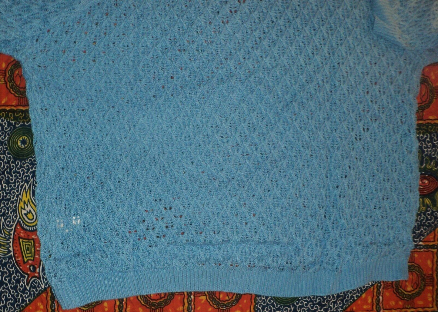 Avenue Plus Size Sky Blue 3/4 Sleeves Crochet Pullover Sweater Size 26/28
