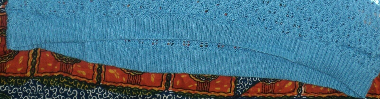 Avenue Plus Size Sky Blue 3/4 Sleeves Crochet Pullover Sweater Size 26/28