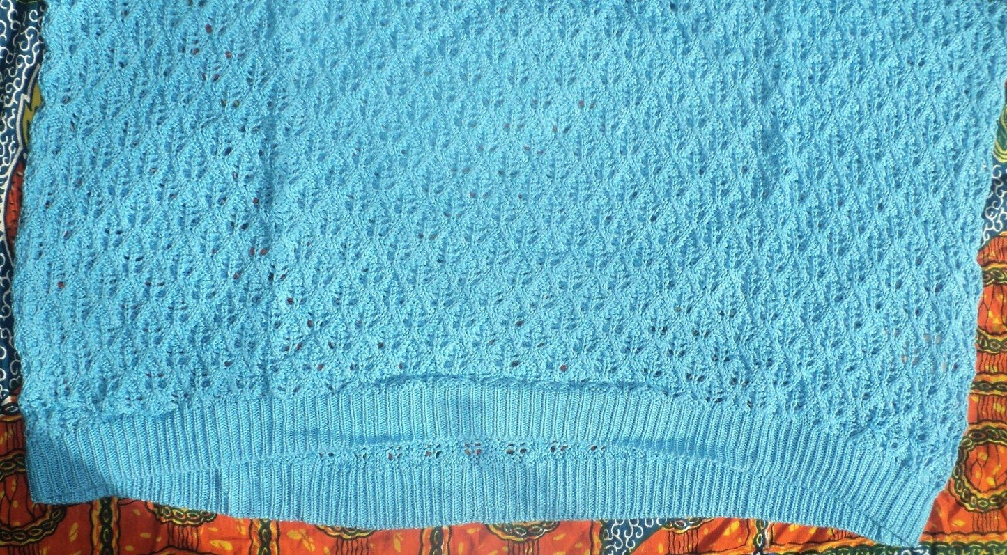 Avenue Plus Size Sky Blue 3/4 Sleeves Crochet Pullover Sweater Size 26/28