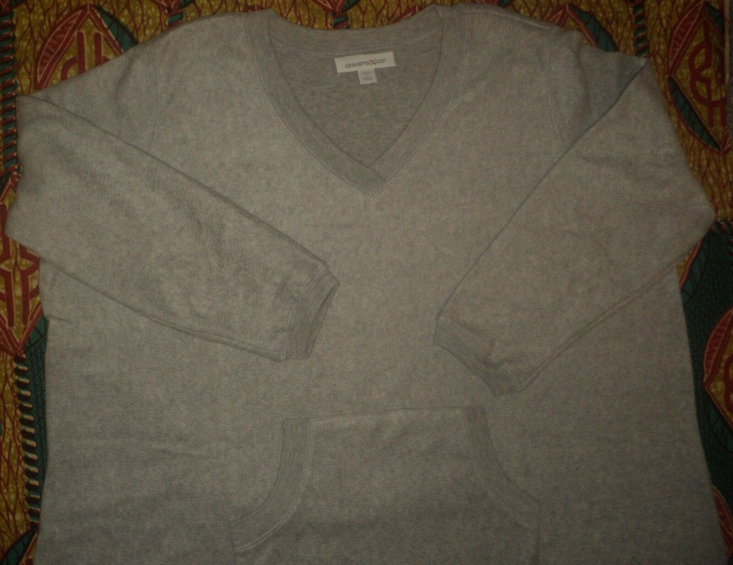 Dreams & Co. Plus Size Heather Grey Long Sleeves Sherpa Long Lounger 4X(34/36)