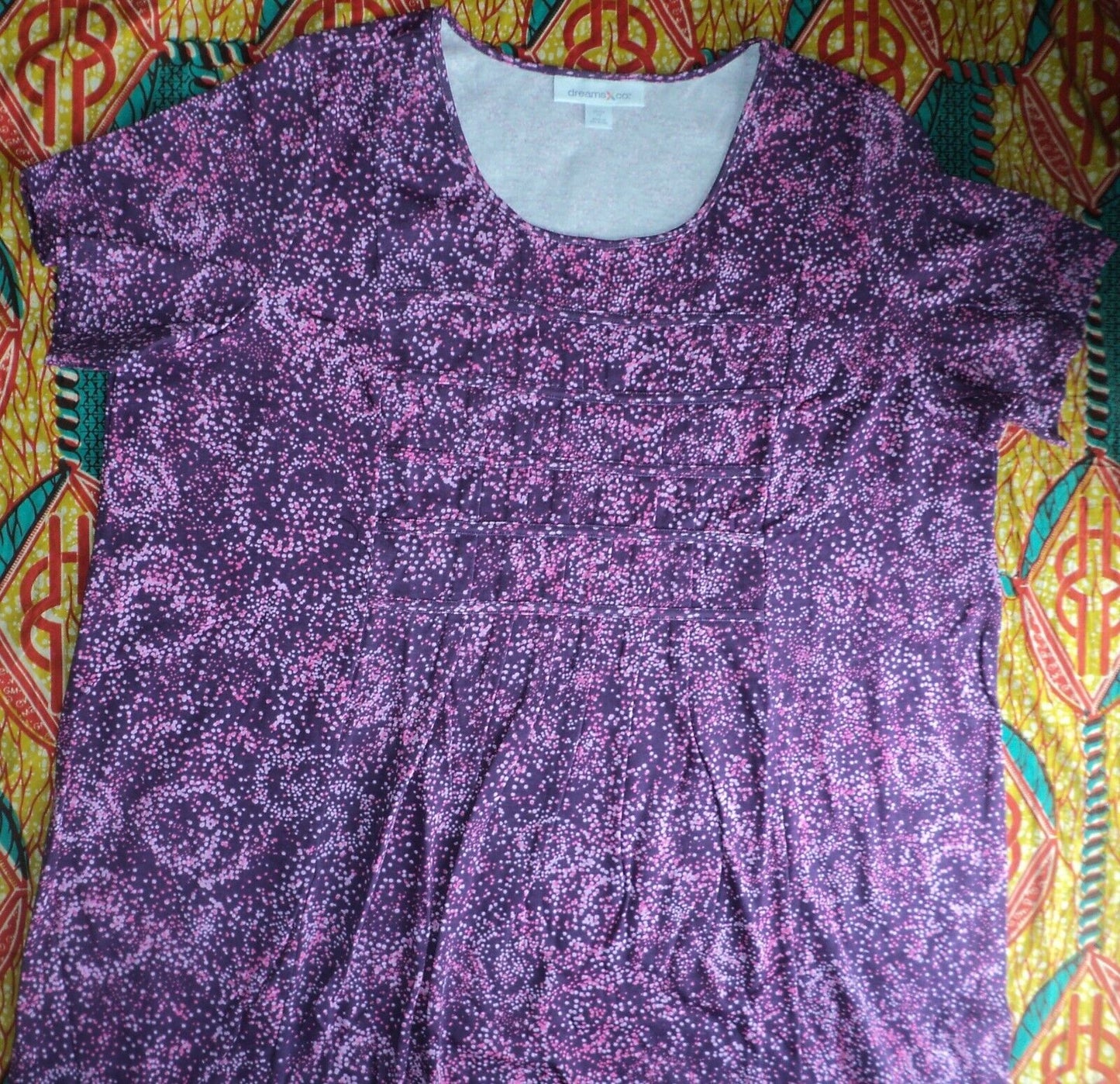 Dreams & Co. Plus Size Rich Violet Dot Pintucked Lounger Size 4X(34/36)