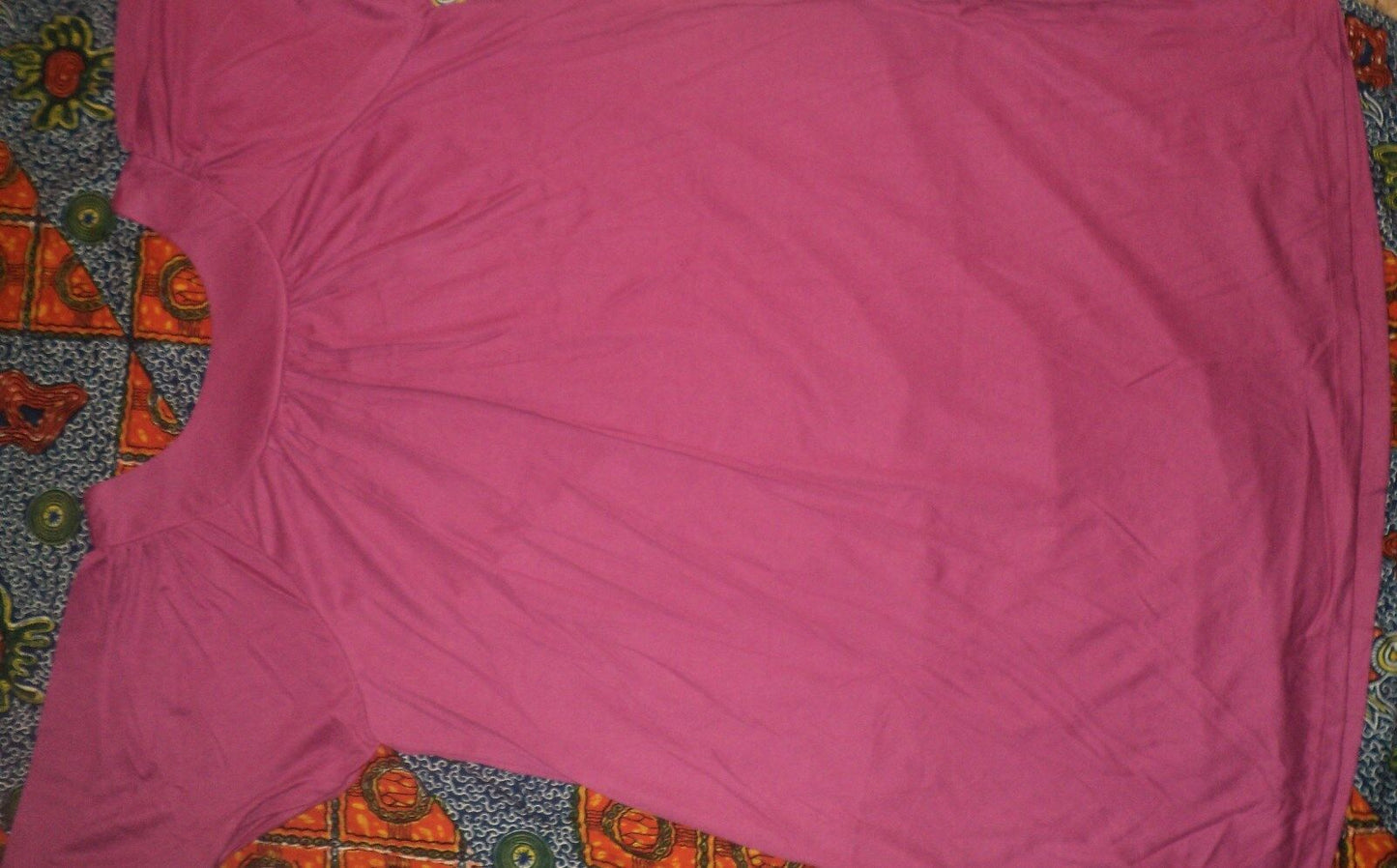 Only Necessities Plus Size Magenta Embroidered Flutter Sleeve Short Lounger 2X
