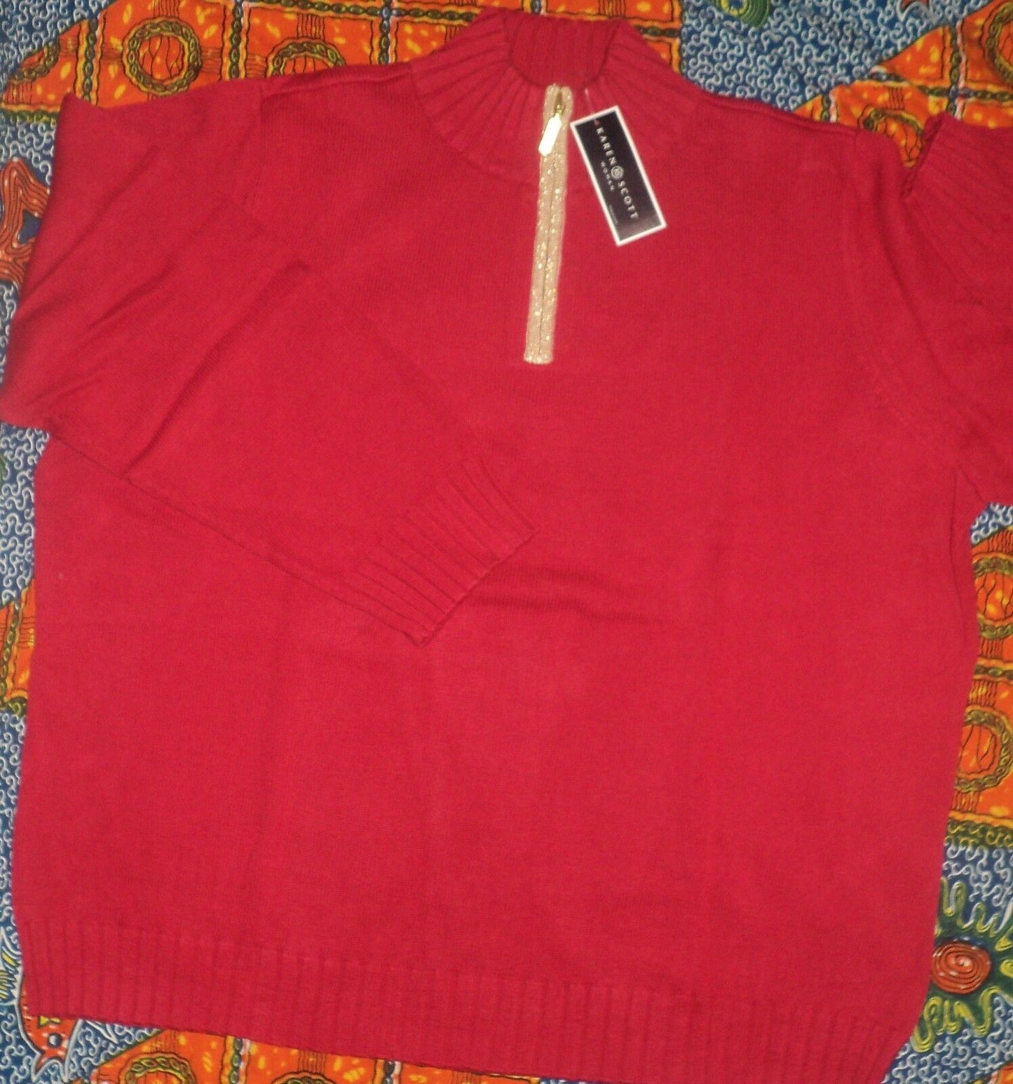 Karen Scott Deep Black Long-Sleeve Pullover Sweater Size Large