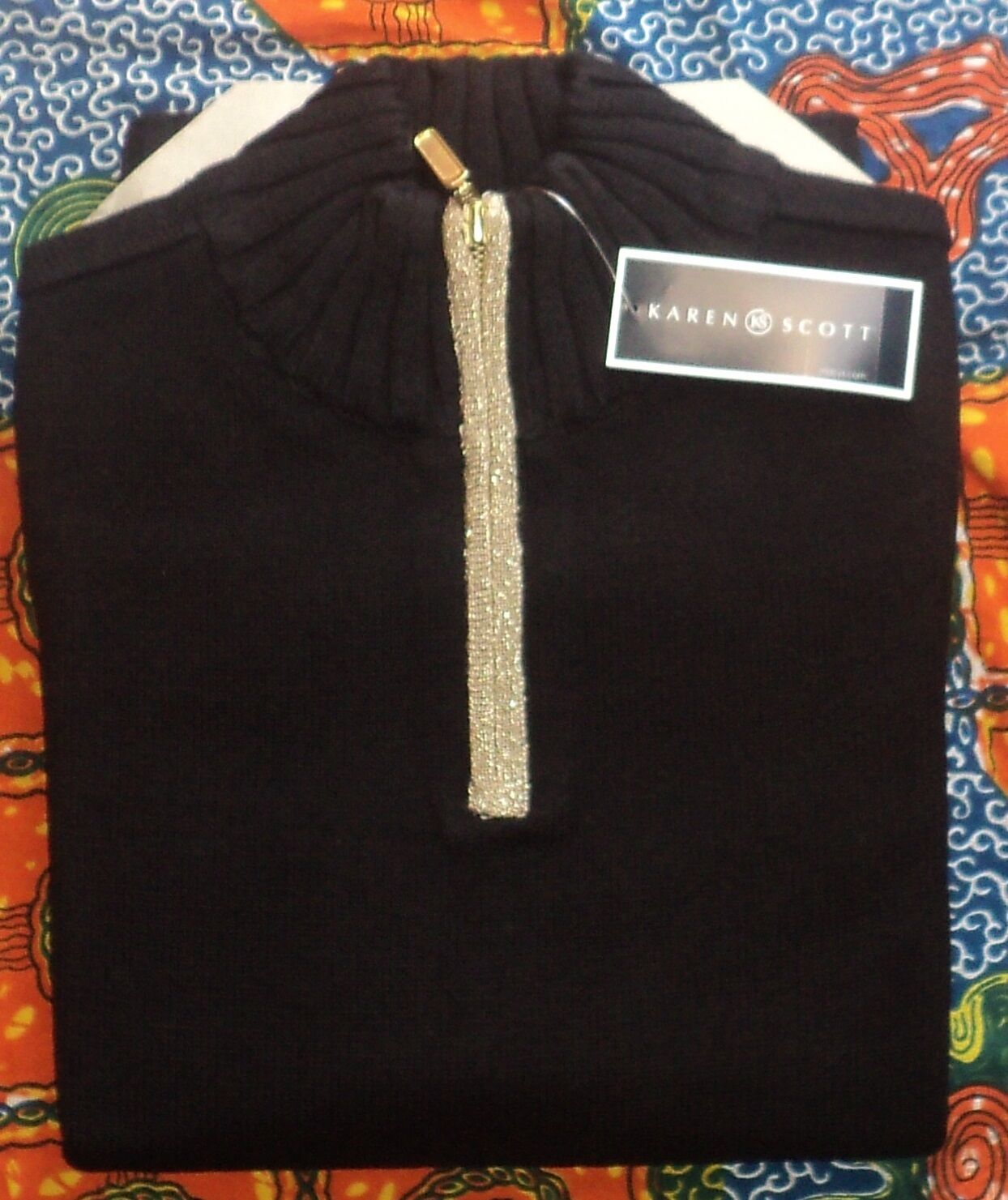 Karen Scott Deep Black Long-Sleeve Pullover Sweater Size Large