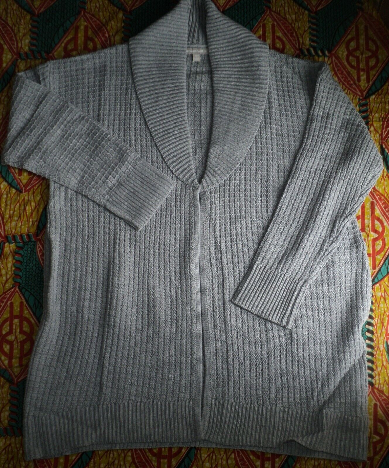 Woman Within Plus Size Heather Grey Shawl Collar Long Sleeve Cardigan Sz L-18/20