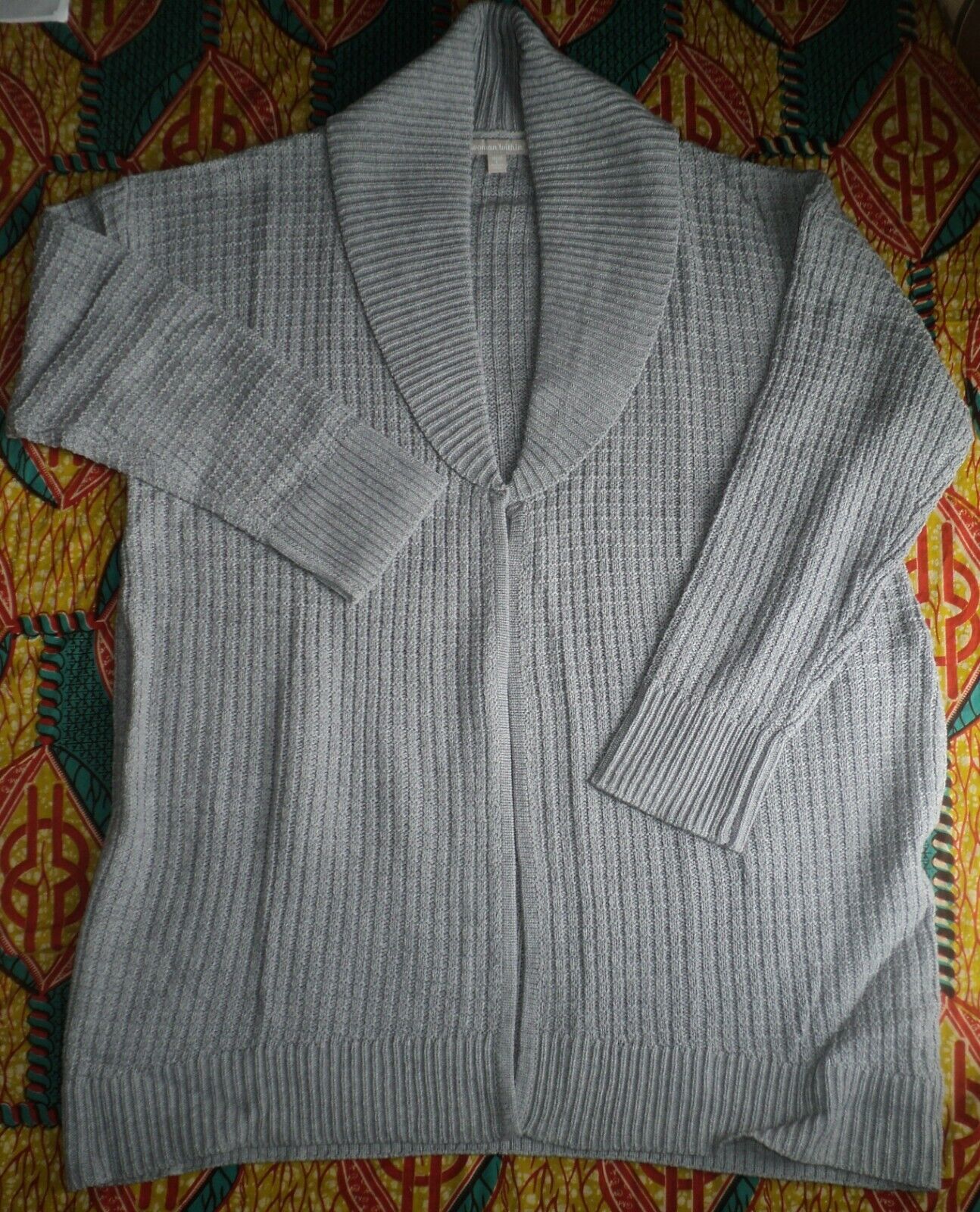 Woman Within Plus Size Heather Grey Shawl Collar Long Sleeve Cardigan Sz L-18/20