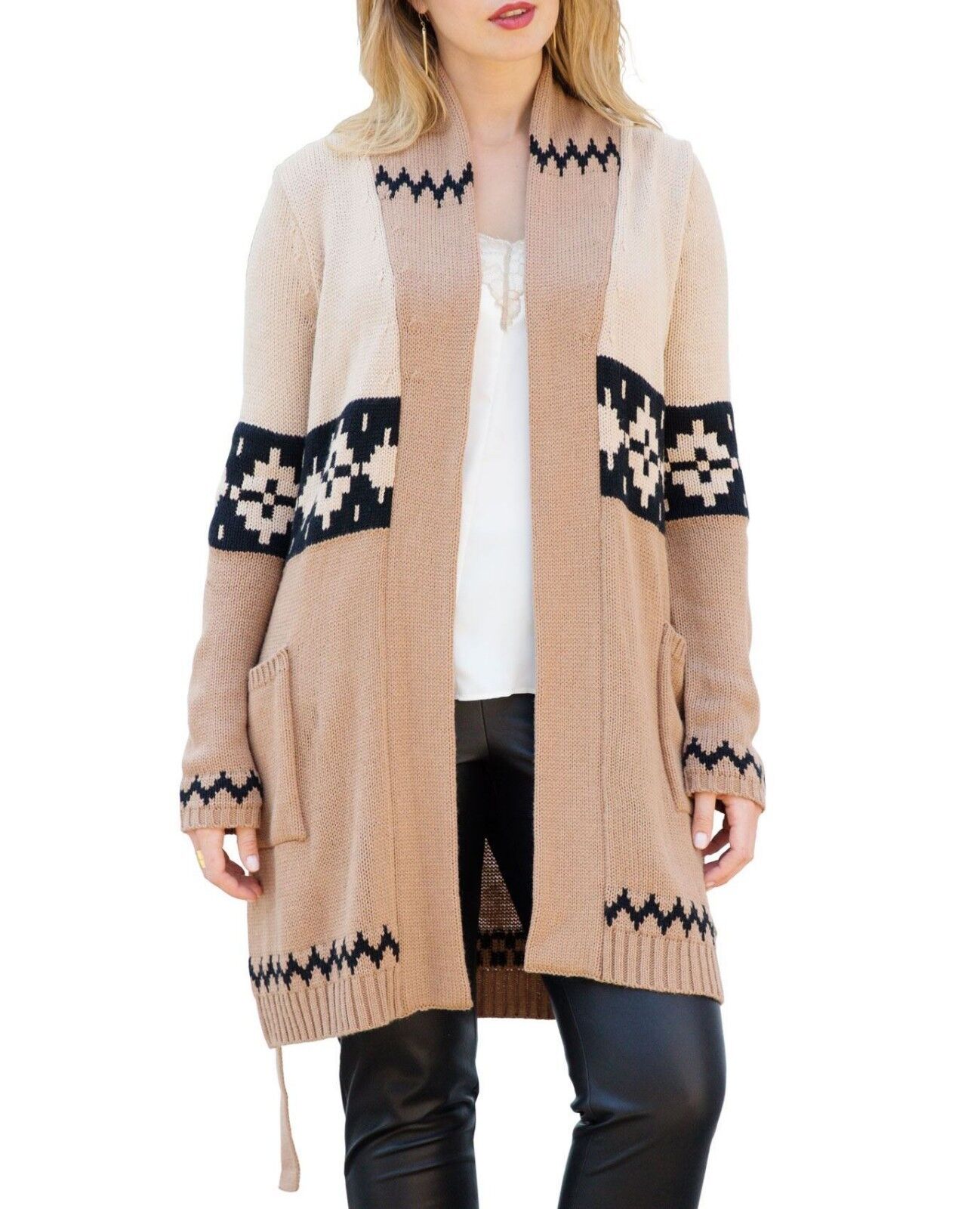 Denim 24/7 Plus Size New Khaki Long Sleeves Max Sweater Cardigan Size L(18/20)