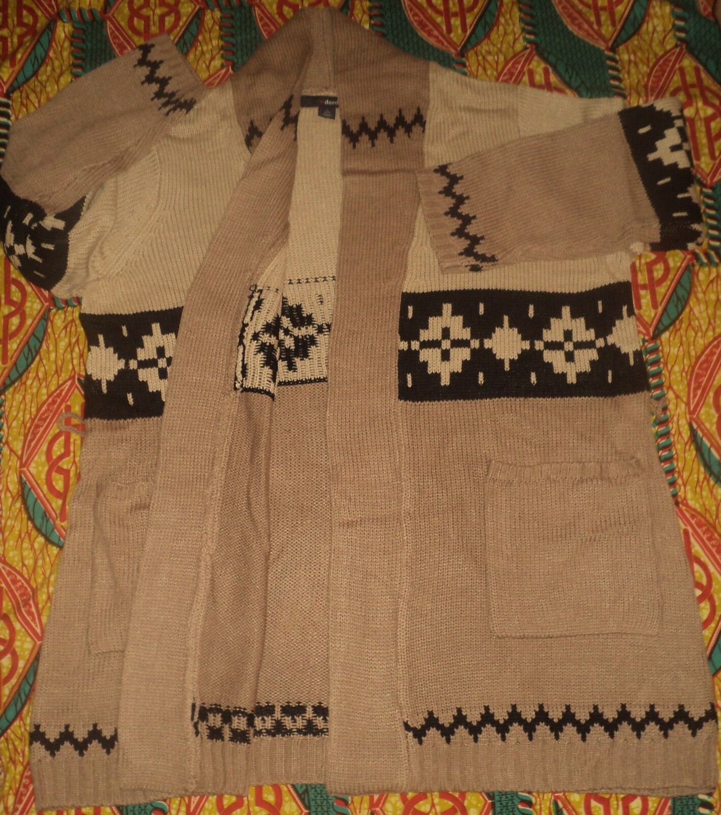 Denim 24/7 Plus Size New Khaki Long Sleeves Max Sweater Cardigan Size L(18/20)