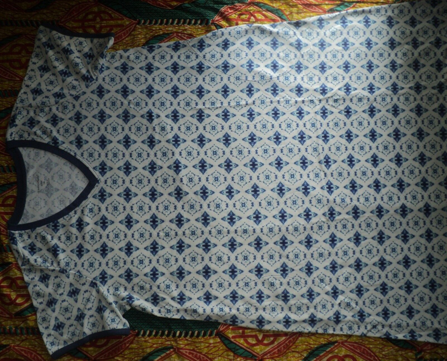 Dreams & Co. Plus Size Diamond Tie Dye Short Sleeves Maxi Lounger Size 2X-26/28