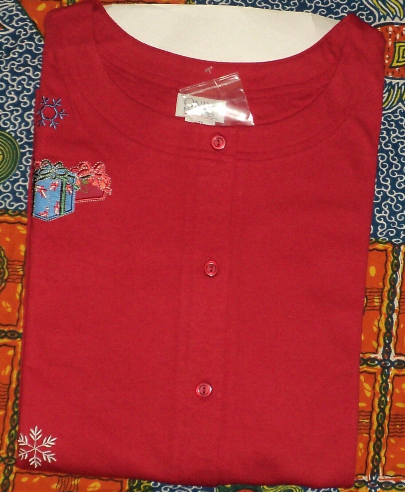 Only Necessities Plus Size Classic Red Winter-Theme 2PC Knit Pantset 3X(30W/32W)
