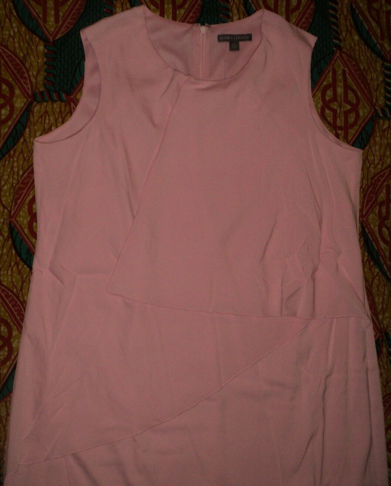 Jessica London Plus Size Powder Pink Sleeveless Overlay Sheath Dress Size 24W