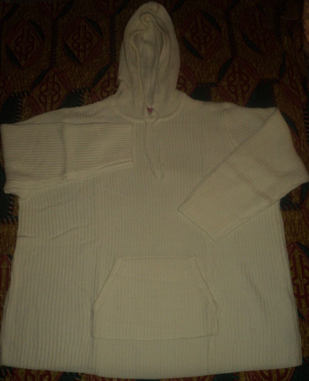 Woman Within Plus Size Ivory Hooded Pullover Shaker Stitch Sweater Size 3X-30/32
