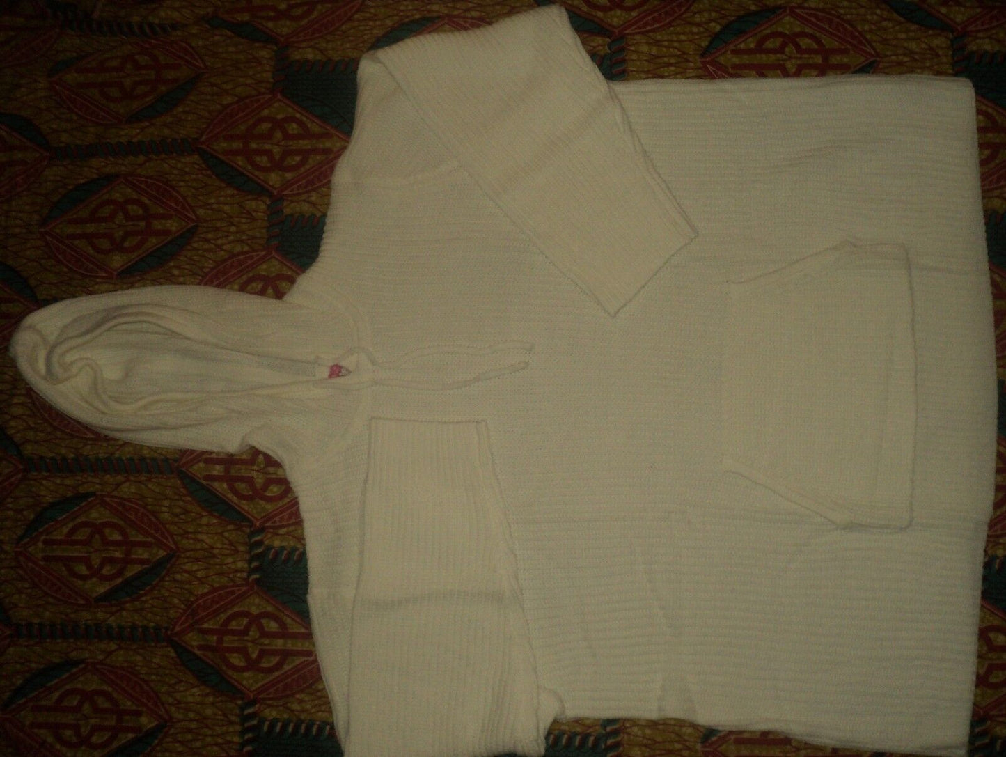 Woman Within Plus Size Ivory Hooded Pullover Shaker Stitch Sweater Size 3X-30/32