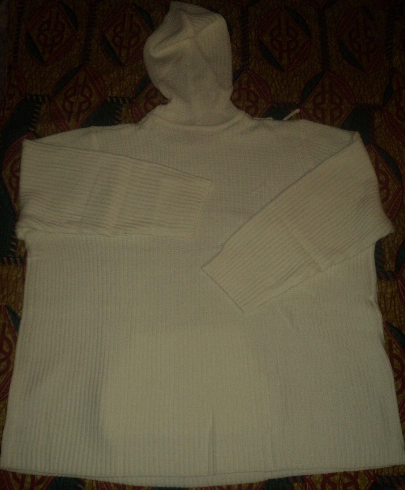 Woman Within Plus Size Ivory Hooded Pullover Shaker Stitch Sweater Size 2X-26/28