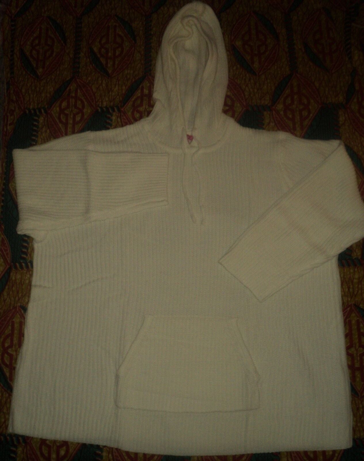 Woman Within Plus Size Ivory Hooded Pullover Shaker Stitch Sweater Size 2X-26/28