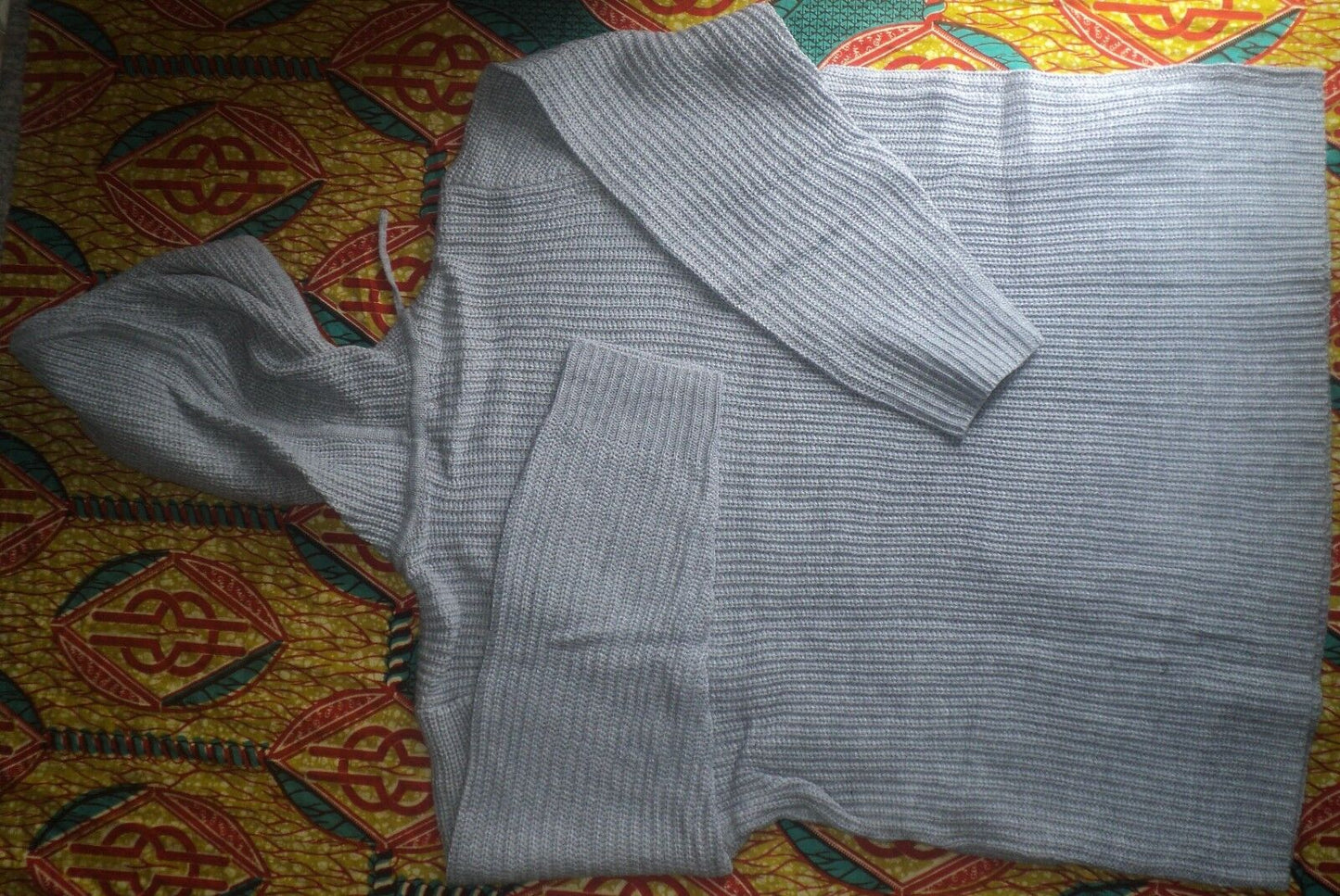 Woman Within Plus Size Heather Grey Hooded Pullover Shaker Stitch Sweater Sz 1X