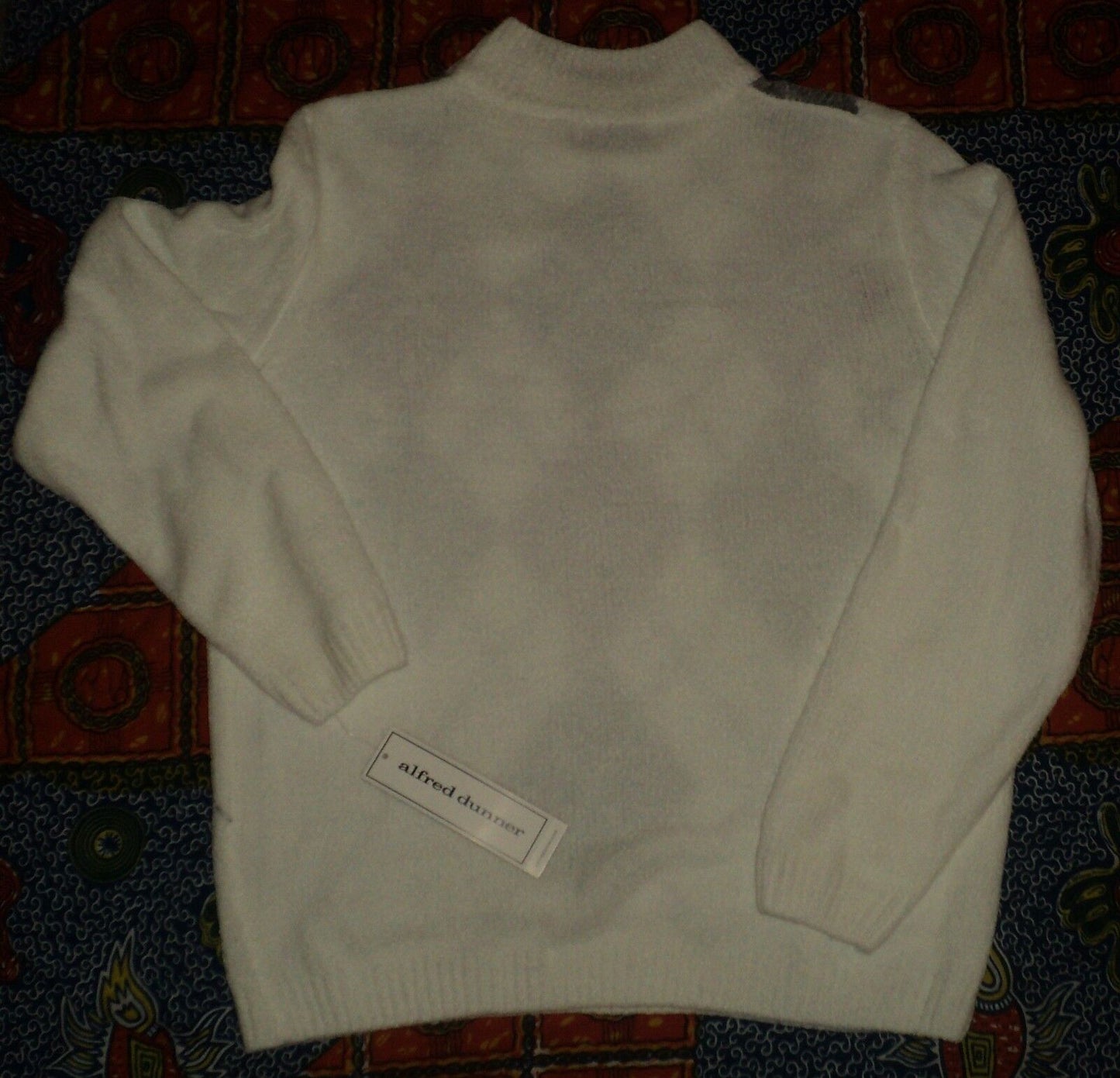 Alfred Dunner Glacier Lake Ivory Long Sleeves Argyle Chenille Sweater Size S