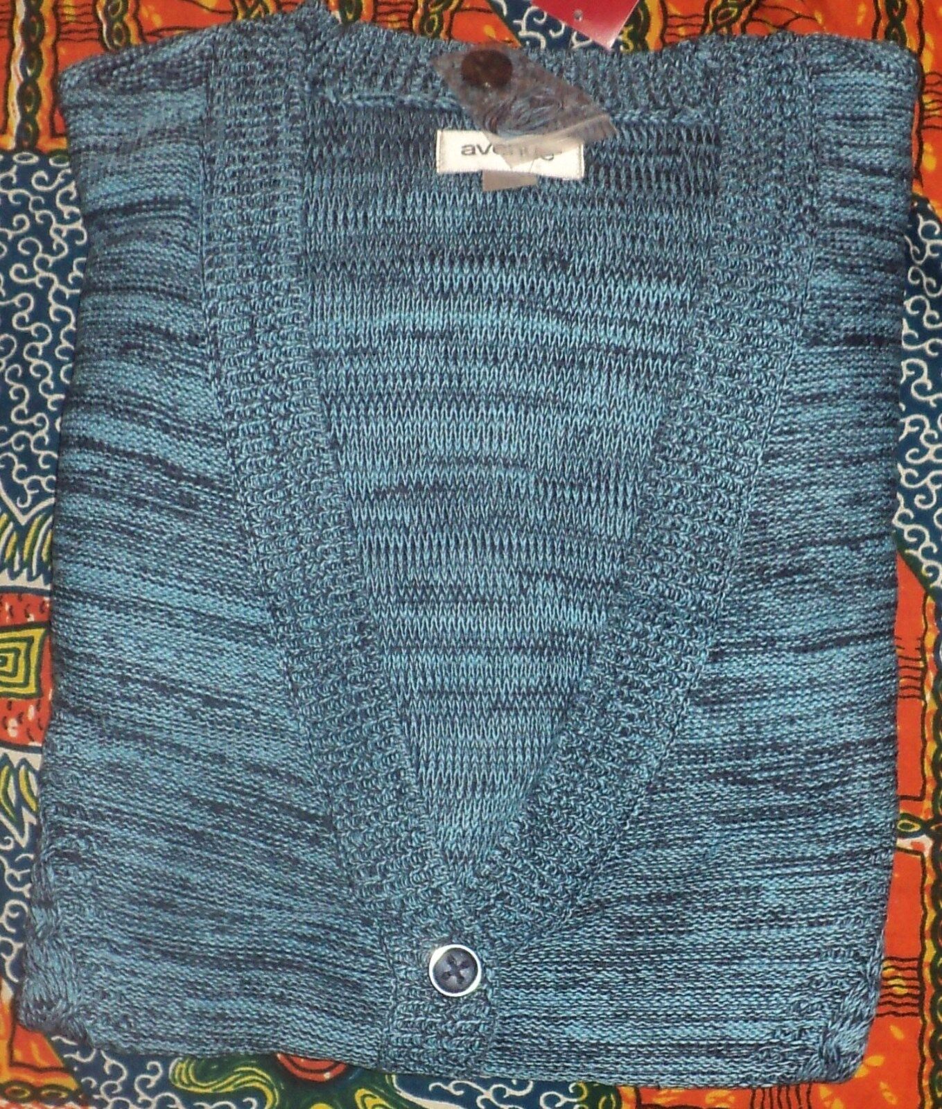 Avenue Plus Size Navy Long Sleeves Marled Cable Knit Cardigan Size 18/20