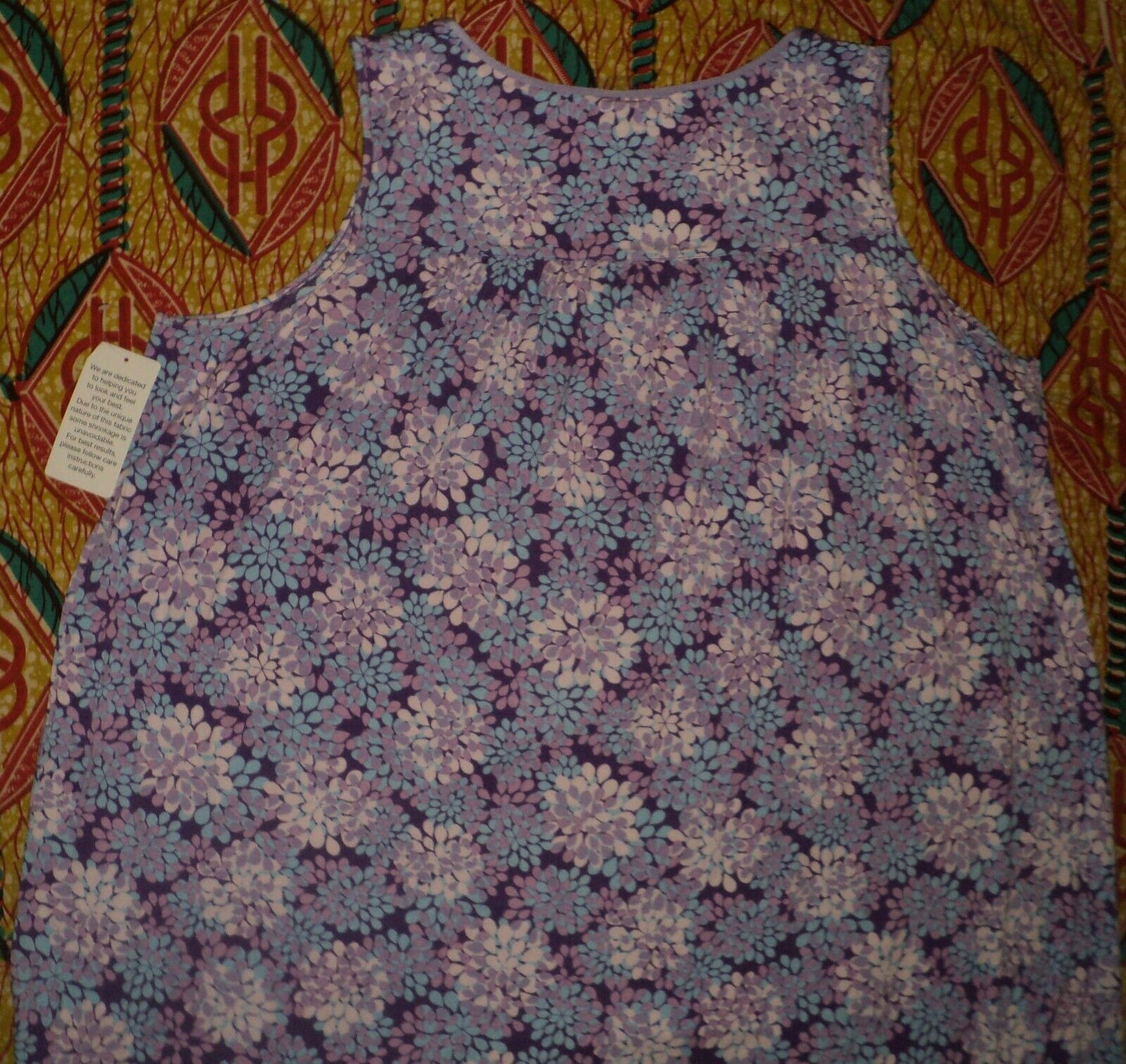 Dreams & Co. Plus Size Plum Burst Petals Sleeveless Long Knit Lounger Size 2X
