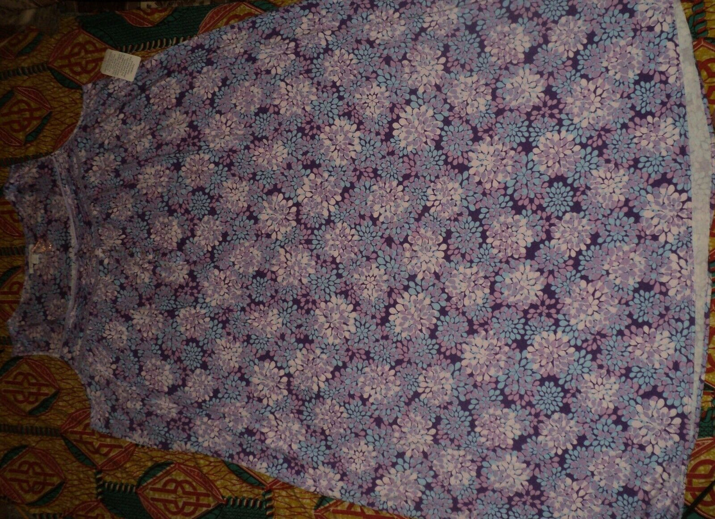 Dreams & Co. Plus Size Plum Burst Petals Sleeveless Long Knit Lounger Size 2X