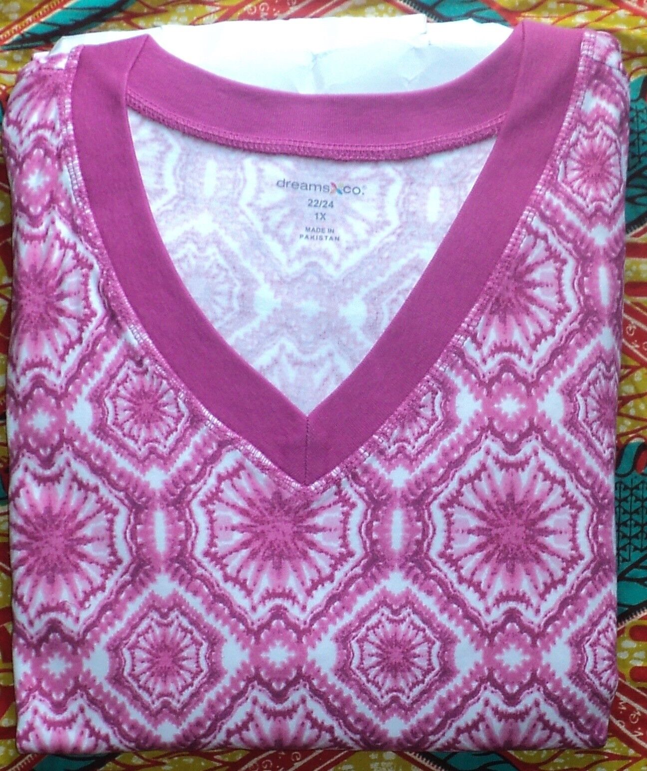 Dreams & Co. Plus Size Bright Berry Short Sleeves Maxi Lounger Size 1X(22/24)