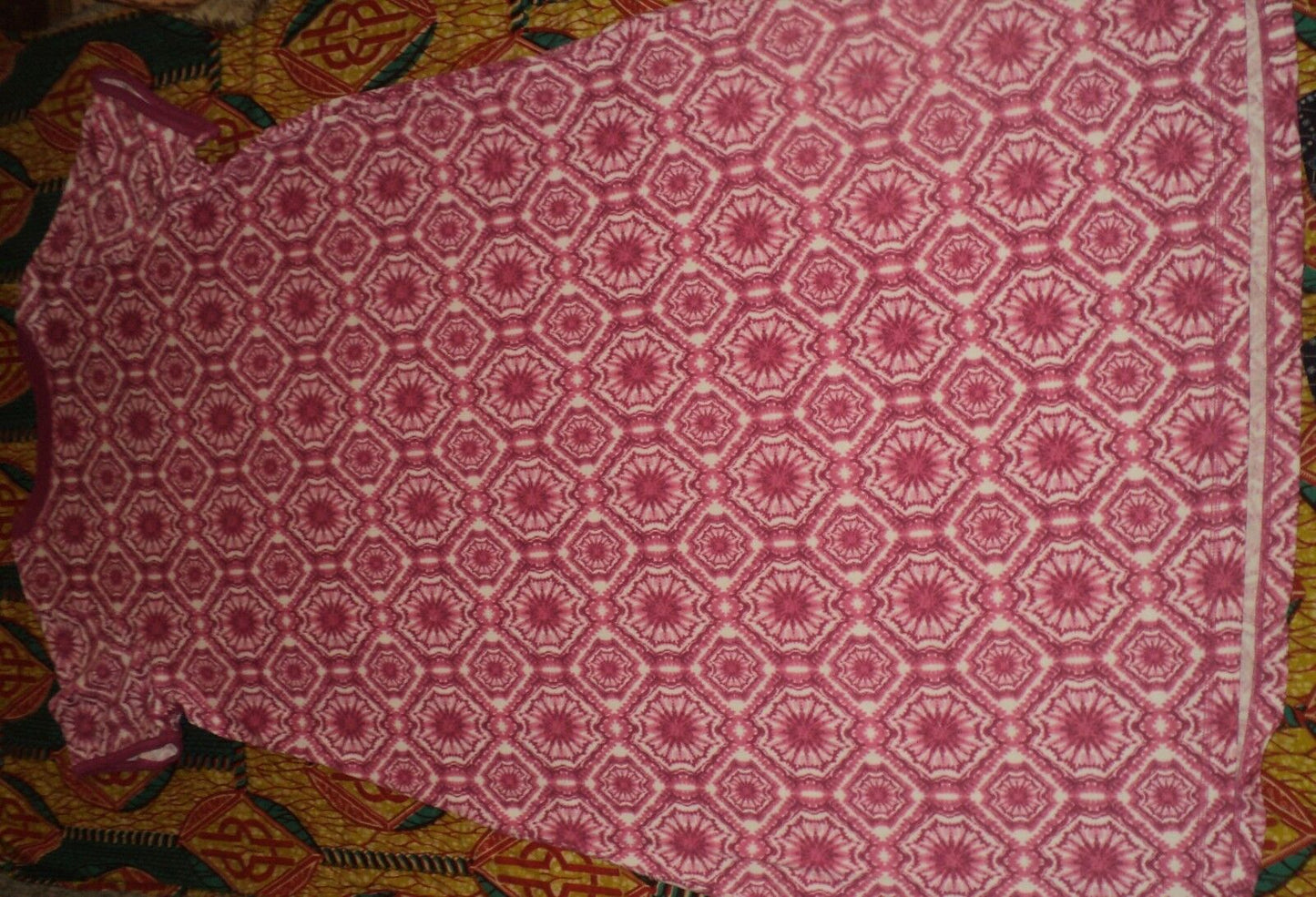 Dreams & Co. Plus Size Bright Berry Short Sleeves Maxi Lounger Size 1X(22/24)