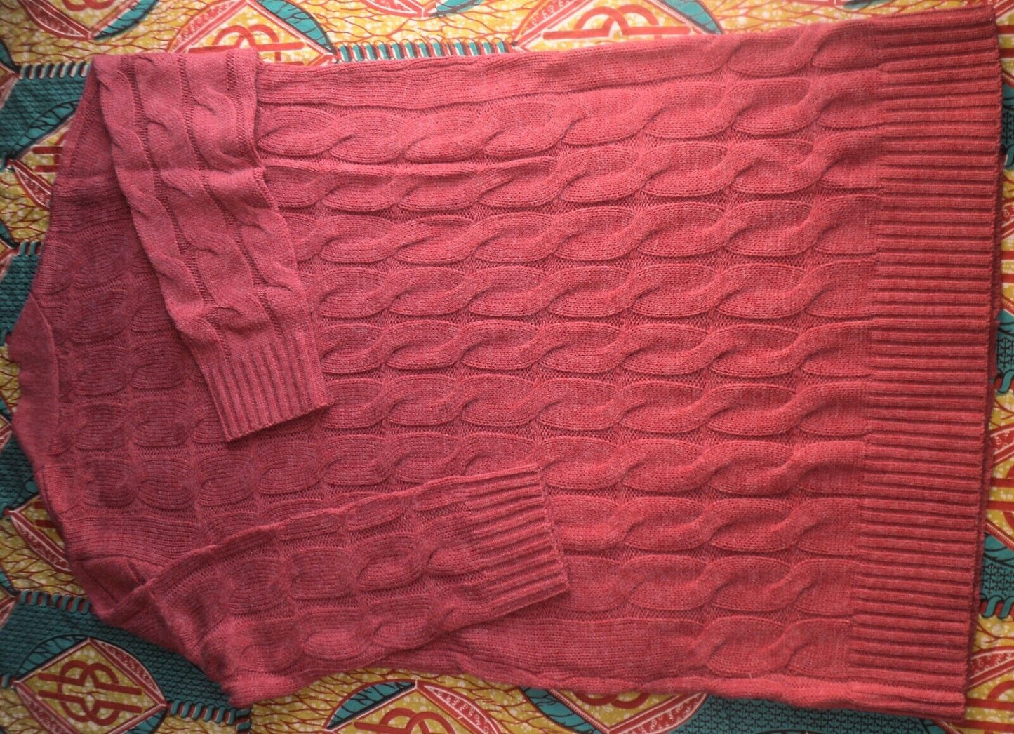 Jessica London Plus Size Pepper Red Cable Duster Sweater Cardigan Size 14/16